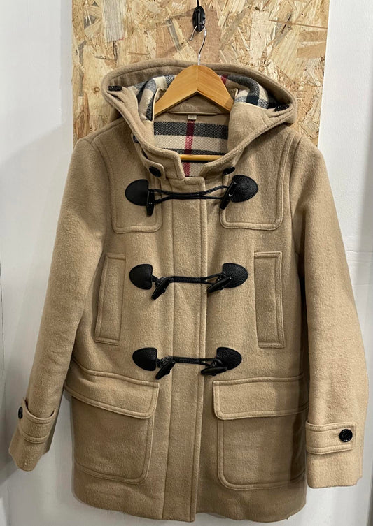 Burberry Brit Wool Coat Nova Check Camel Womens Size UK 10 Made In Italy