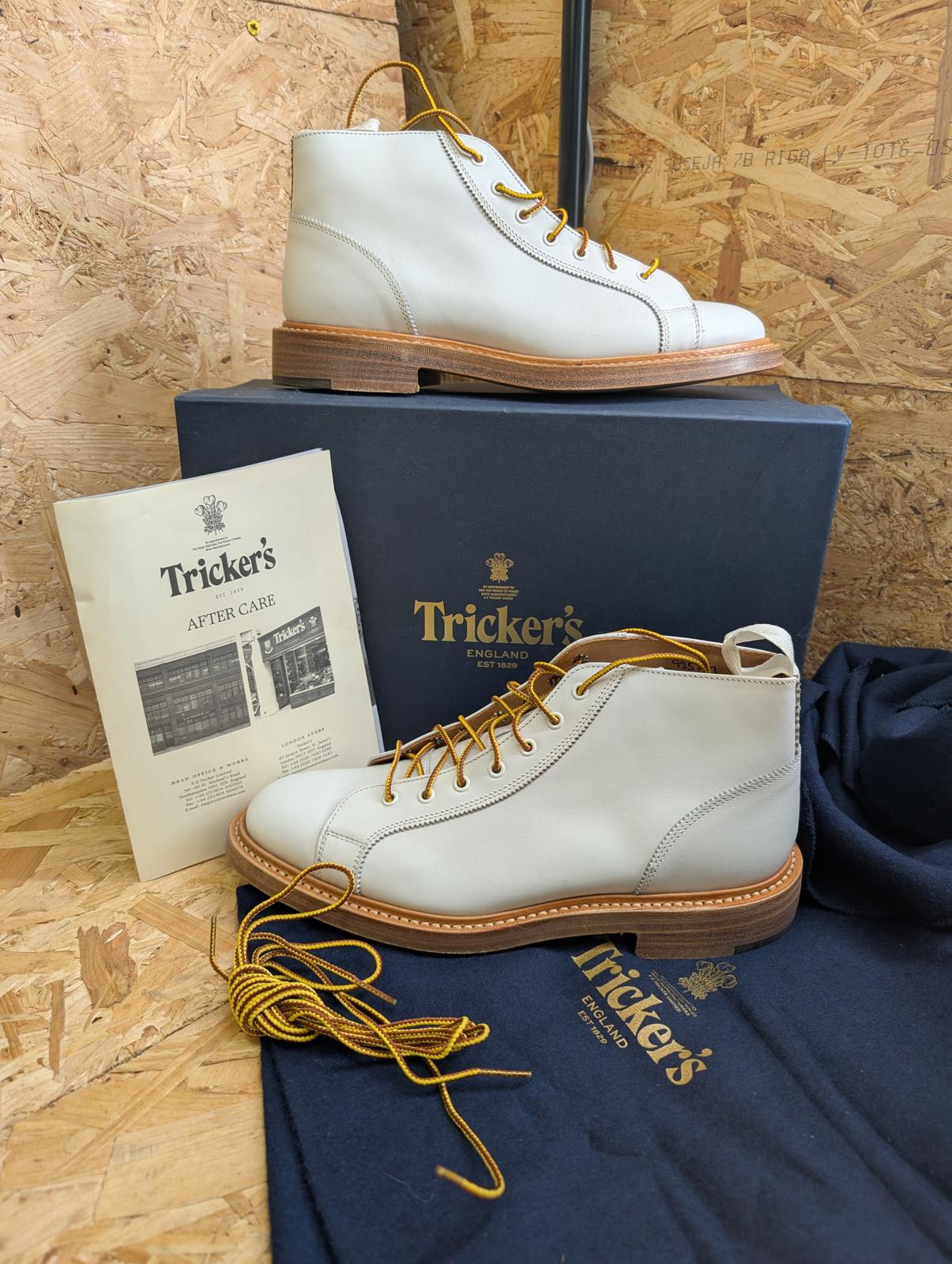 Trickers Ethan Monkey Boots Size 7.5 UK 41 EU White Lace Up Mod England Made New