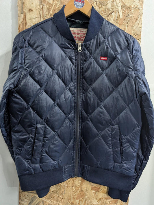 Levi Strauss Quilted Bomber Jacket Women XS Blue Warm Water-Repellent Down Fill