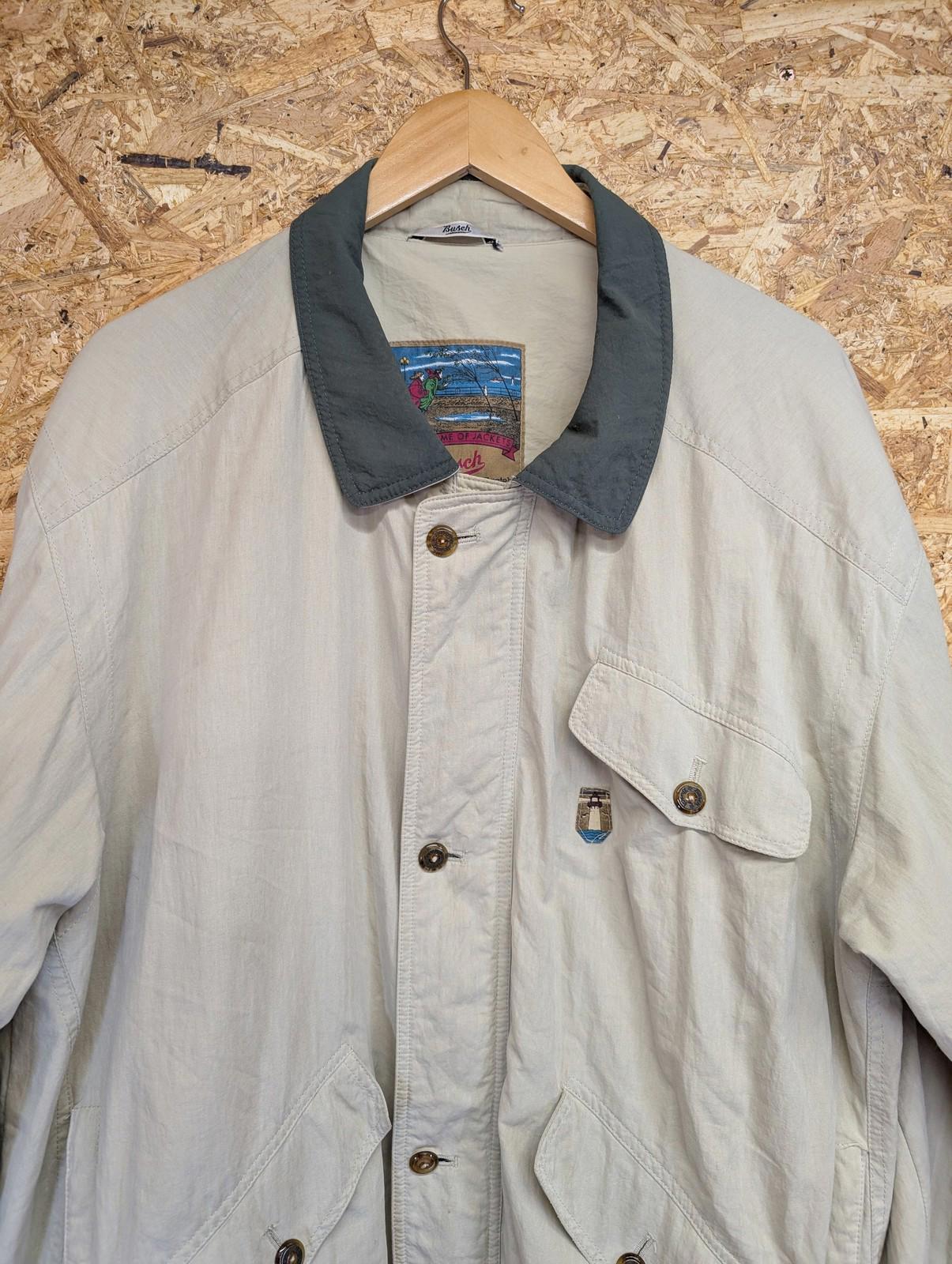 Busch Vintage Jacket XL 44 Regular Men Military Style Beige Green Collar 90s