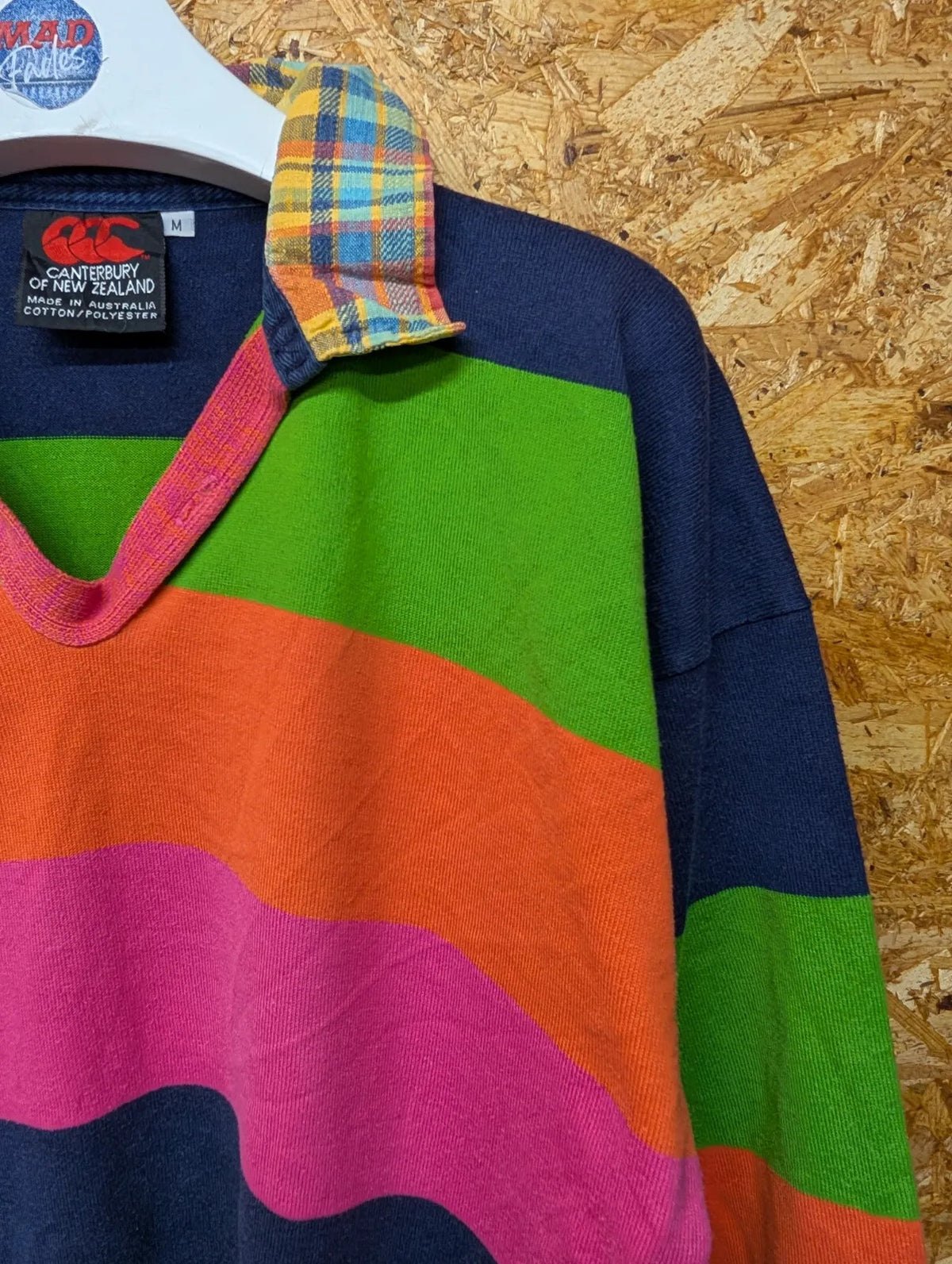 Vintage Canterbury New Zealand Rugby Shirt Mens Medium Multicolour Cotton Stripe