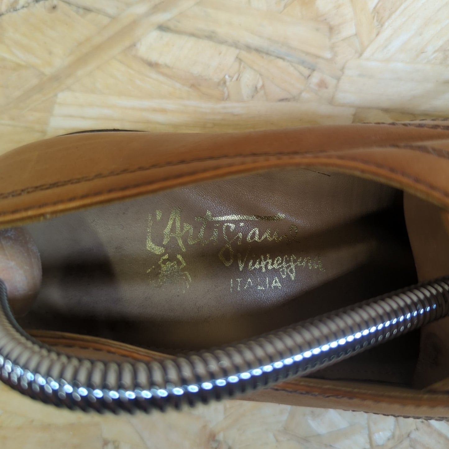 Italian Vintage L'Artisan Derby Shoes Tan Brown Lace Up Size 8 UK EUR 42