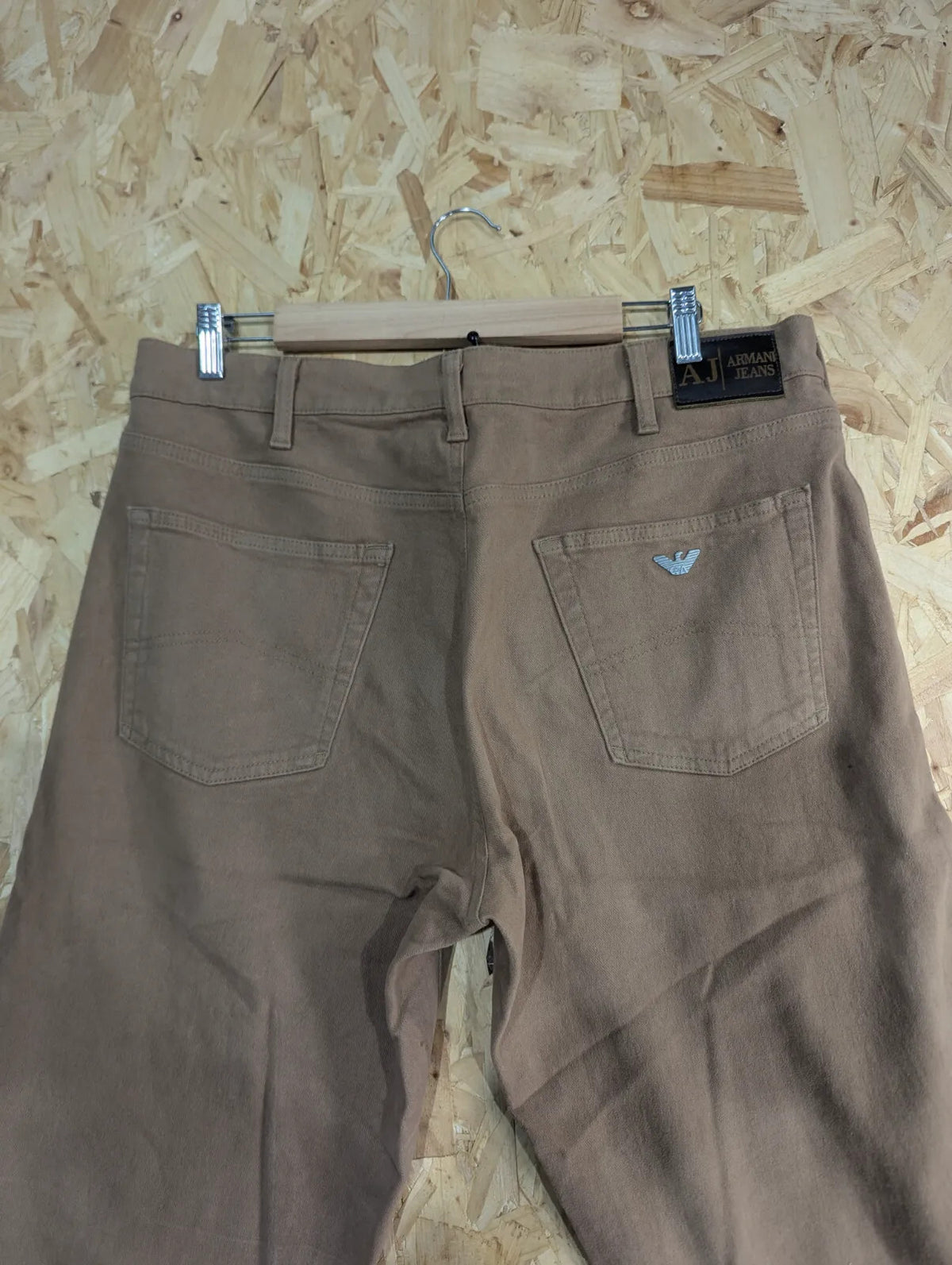 AJ Armani Jeans Mens W36 L34 Brown Cotton Regular Straight Stretch Vintage Chino