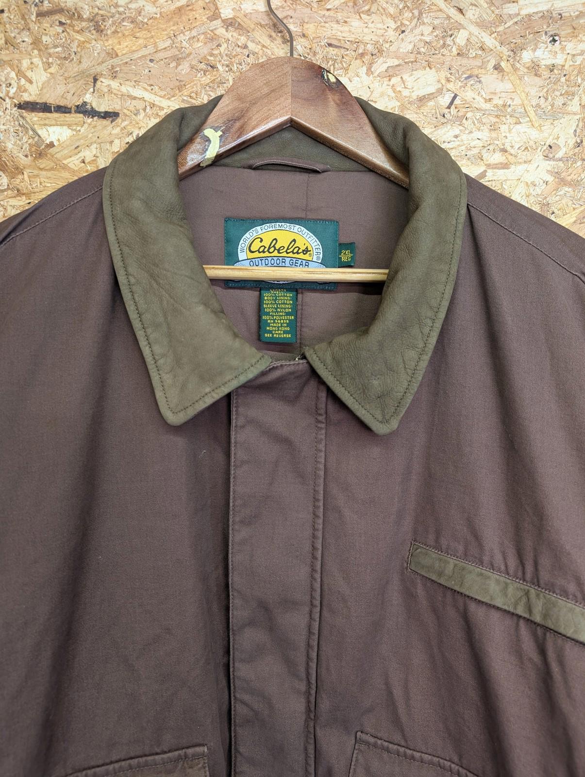 Cabelas Padded Jacket XXL Men Brown Cotton Hunting Coat Leather USA Detroit