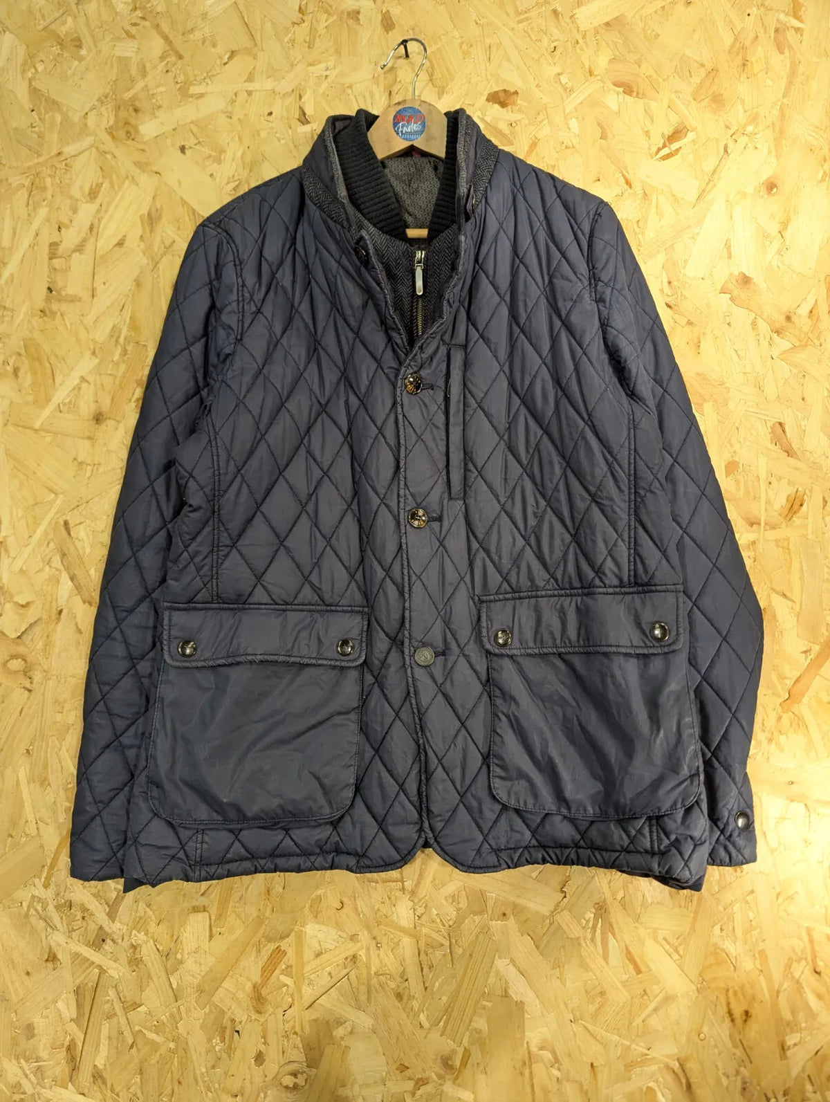 Ted Baker Quilted Jacket Mens Size 5 XL Navy Blue Diamond Padded Insulated