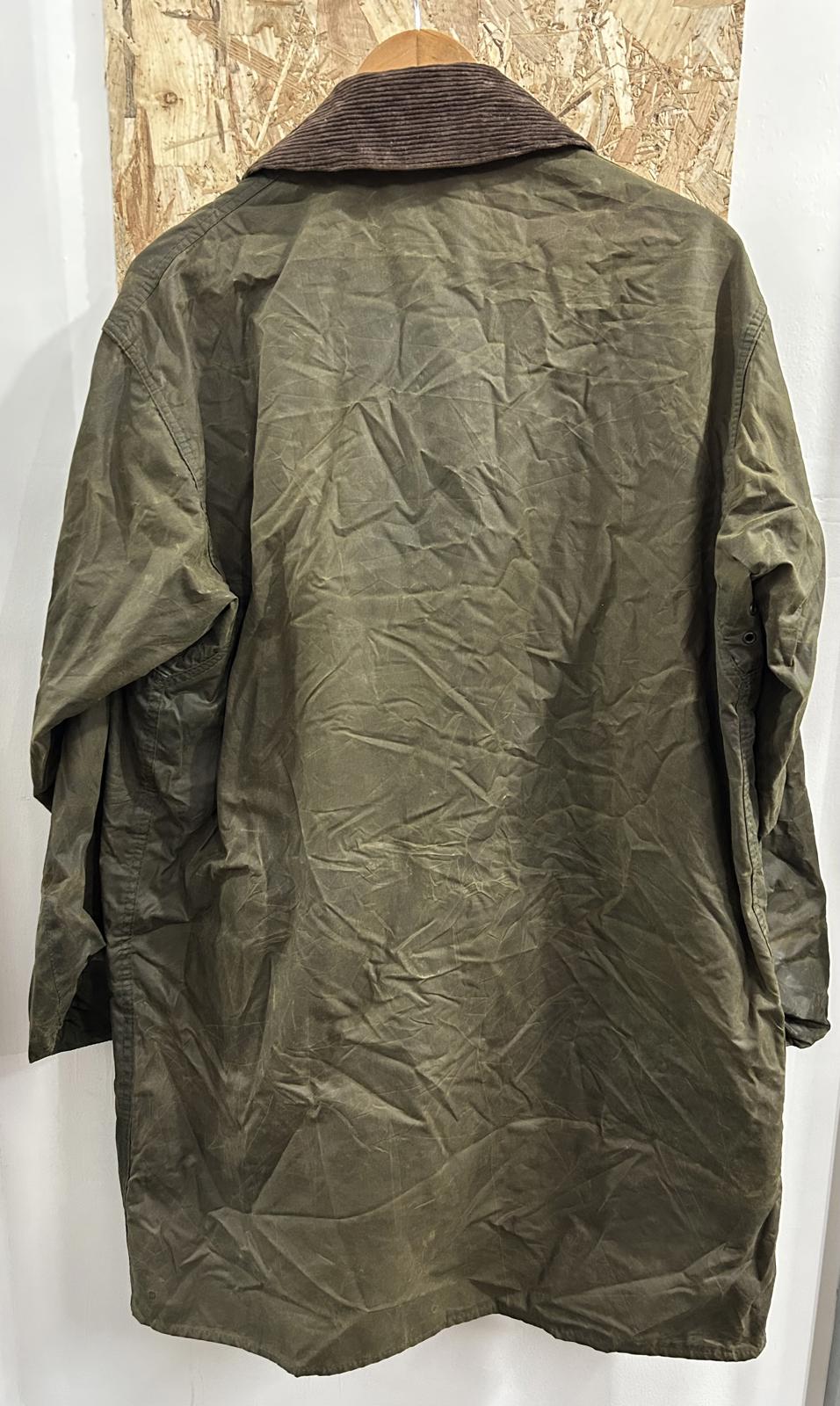 Barbour Border A200 Waxed Cotton Jacket Vintage 80s Olive Green C42 Large