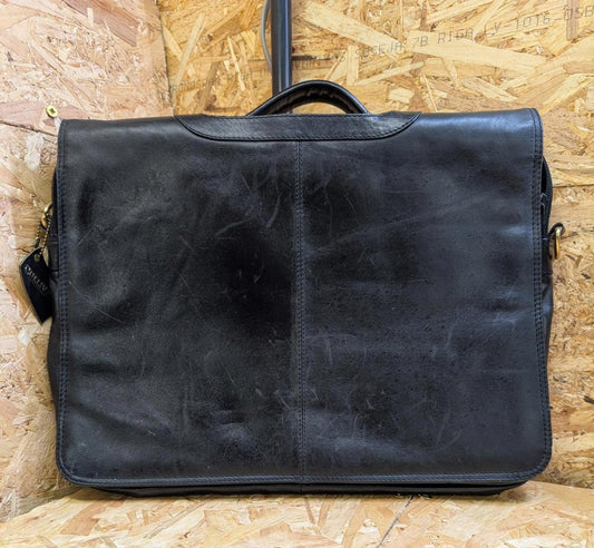 Quality Leather Black 15.5" Messenger Bag Medium Briefcase Satchel Book StraP