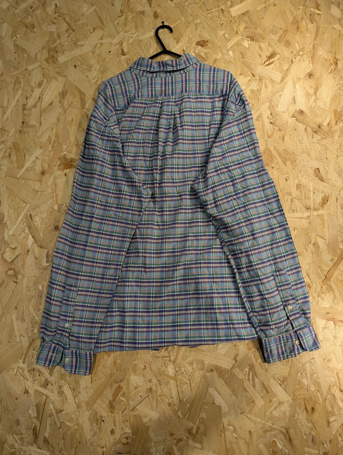 Ralph Lauren Shirt Mens XL Light Blue Cotton Plaid Embroidered Logo Button Down