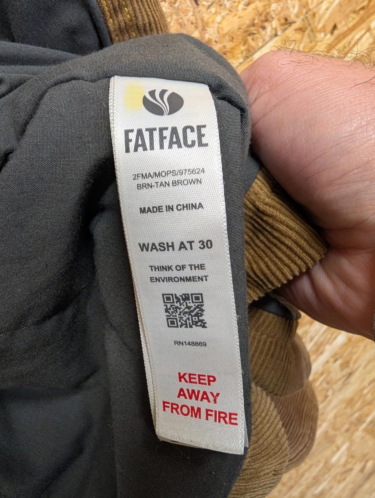 Fat Face Corduroy Jacket Large Men Sherpa Lined Brown Winter Warm Fleece Coat