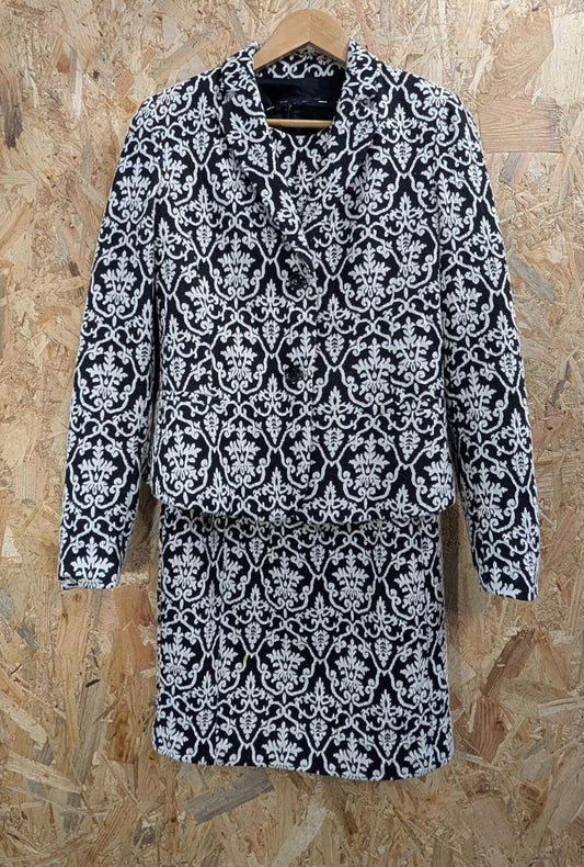 Armani Dress Suit Jacket Combo Size 12 XL Cotton Black White Pattern Skirt Jeans