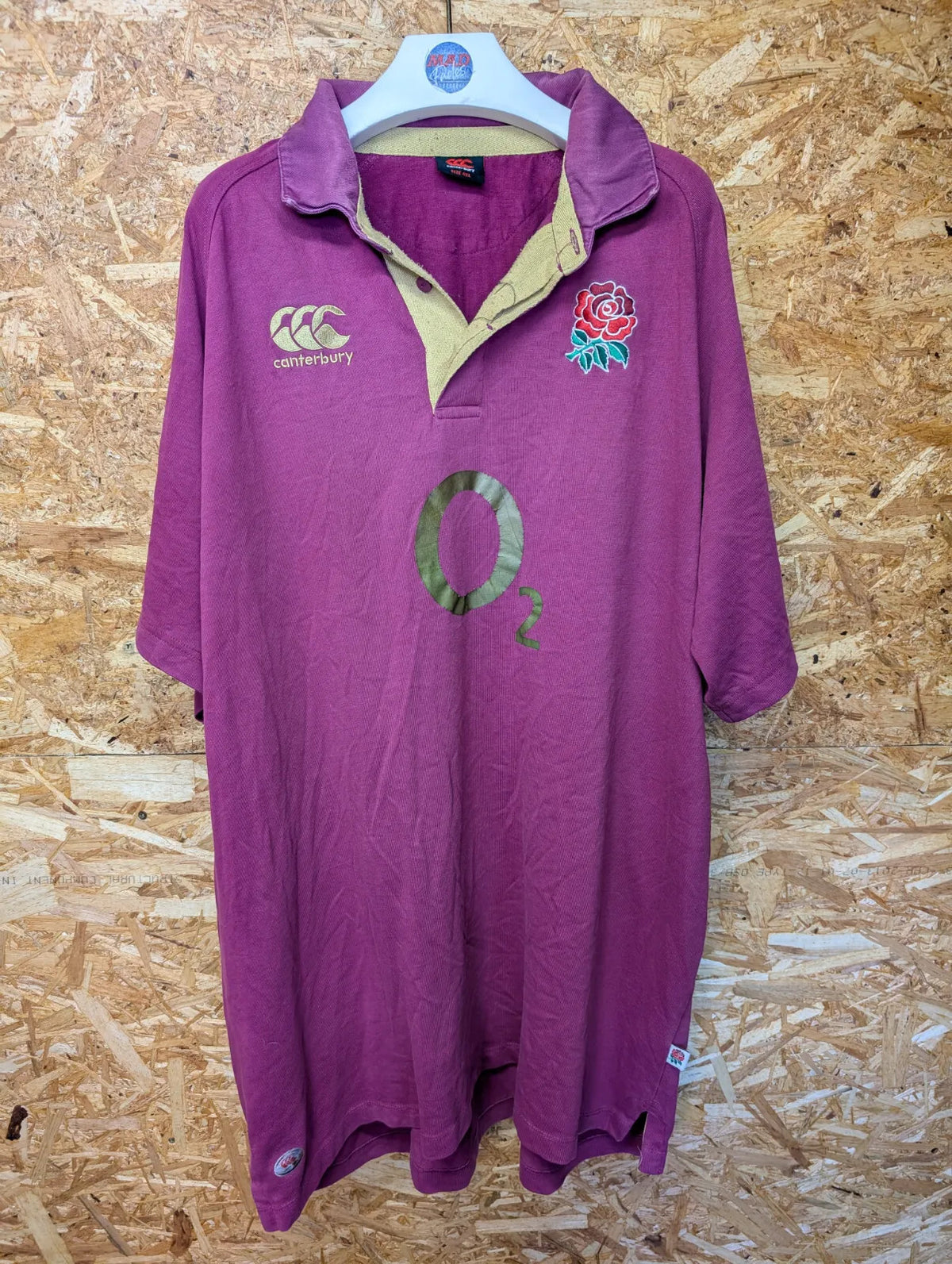 England Away Rugby Shirt 12/13 Men 4XL Purple S/S Alternative Canterbury Gold