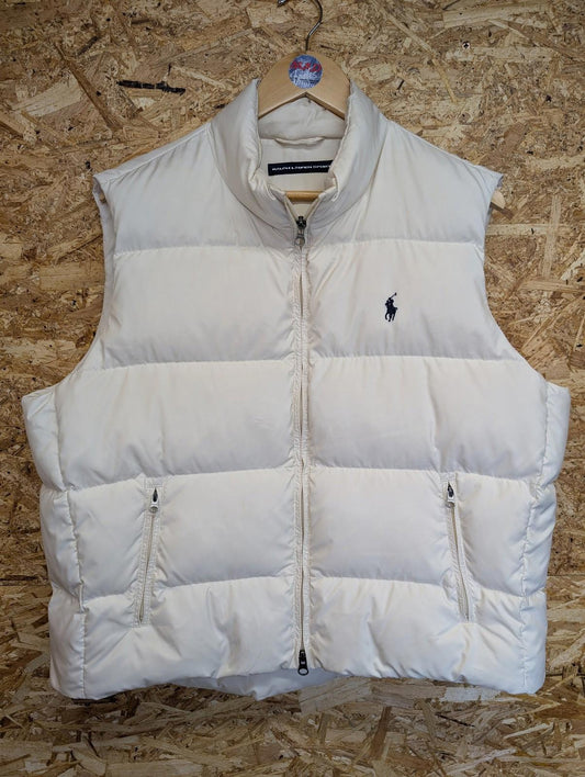 Ralph Lauren Sport Medium 10-12 Women Gilet Vest Puffer Body Warmer Cream White