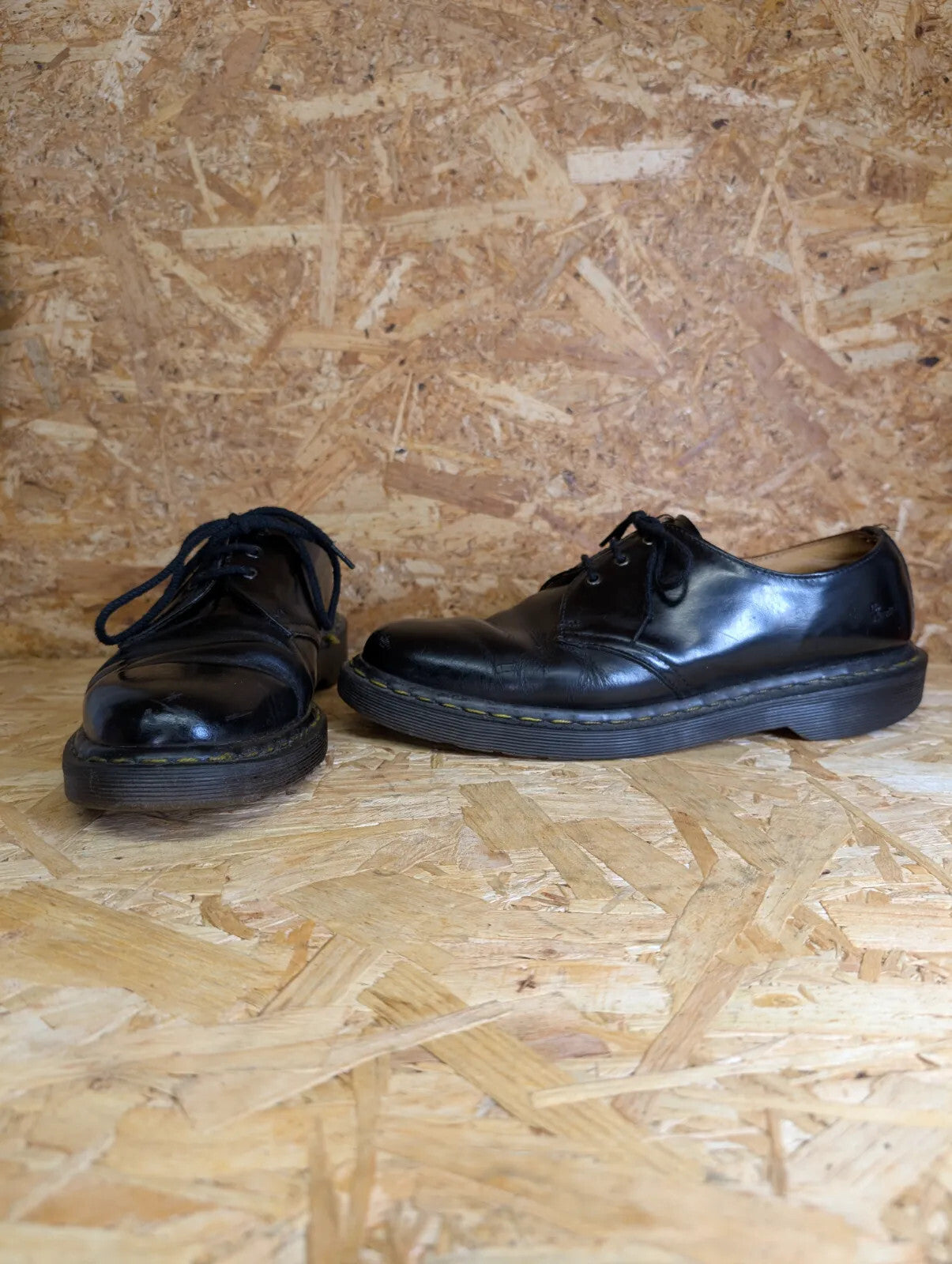 Vintage Dr Martens Shoes Mens UK 9 Black Leather Oxford Derby 1461 3-eyelet Lace