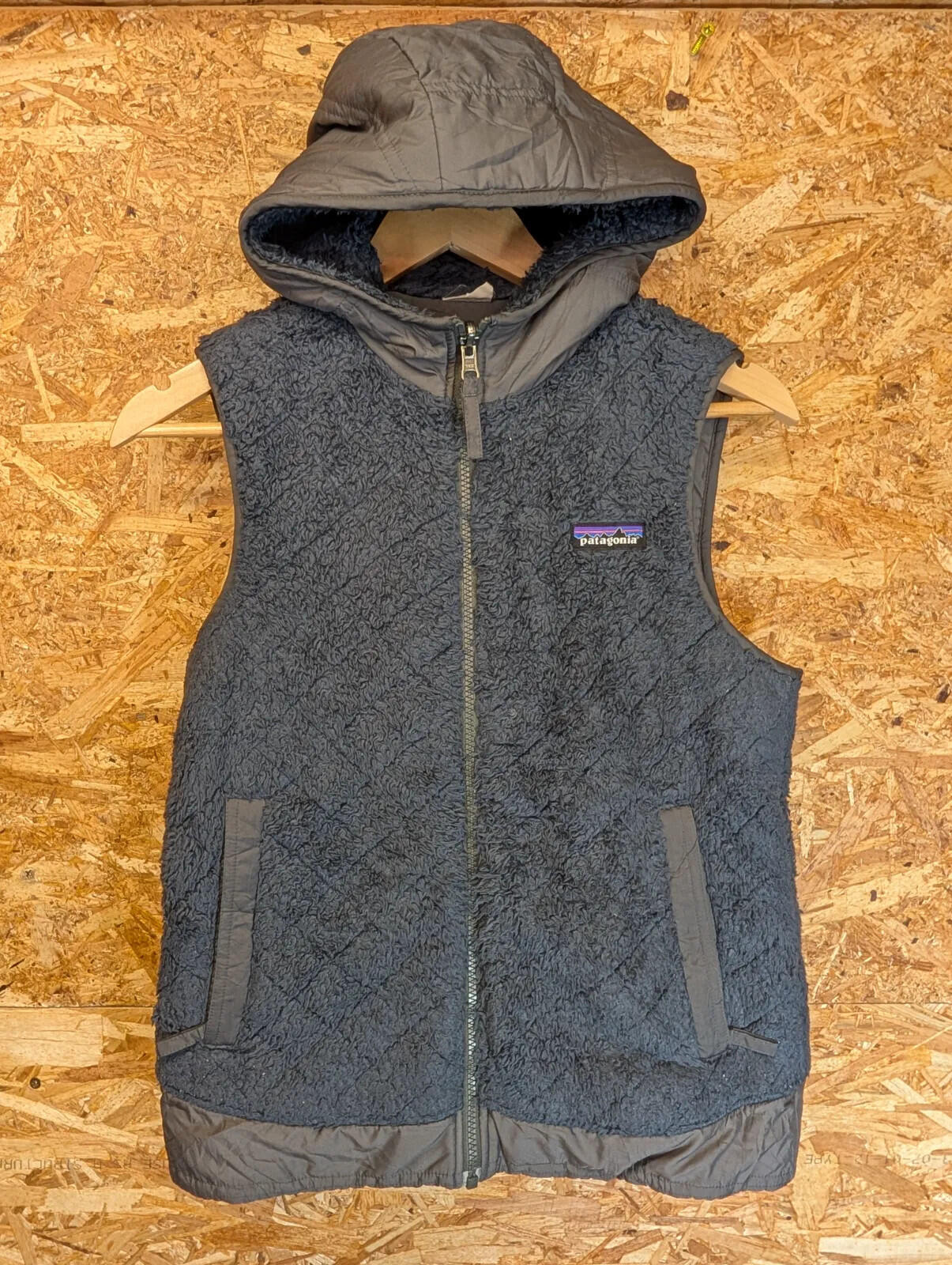 Patagonia Reversible Fleece Vest Womens XS Charcoal Grey Gilet Full Zip Hooded