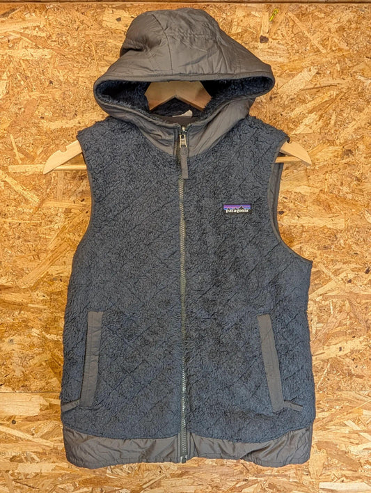Patagonia Reversible Fleece Vest Womens XS Charcoal Grey Gilet Full Zip Hooded