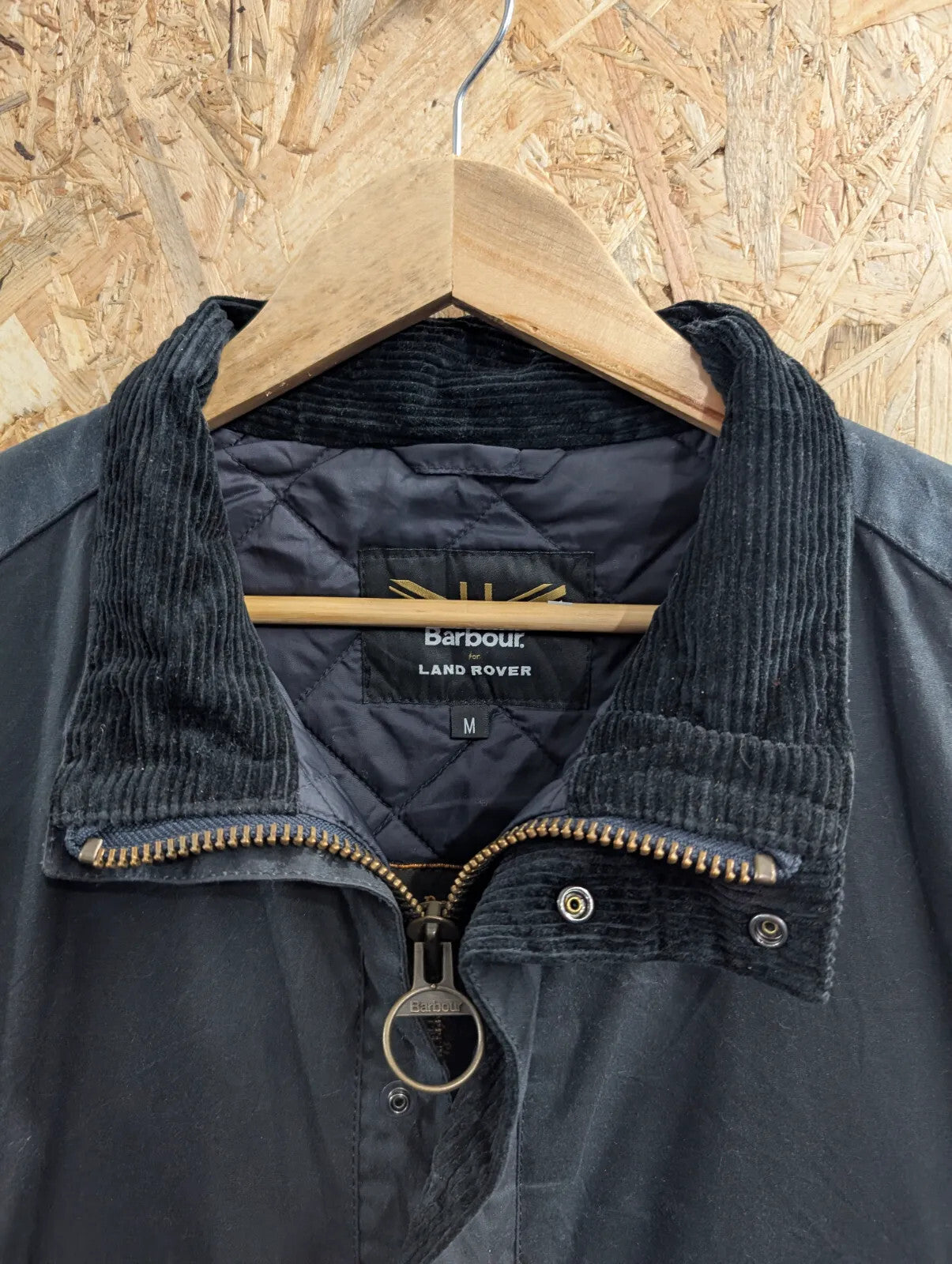 Barbour x Landrover Gillingham Quilted Waxed Jacket Mens Medium Black Defender