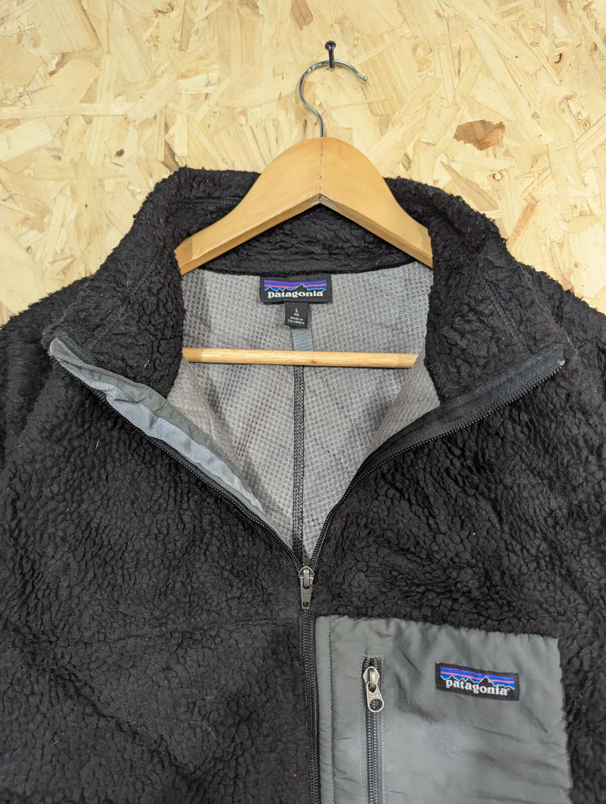 Patagonia Retro X Deep Pile Fleece Jacket Large Men Black Sherpa Full Zip Snap T