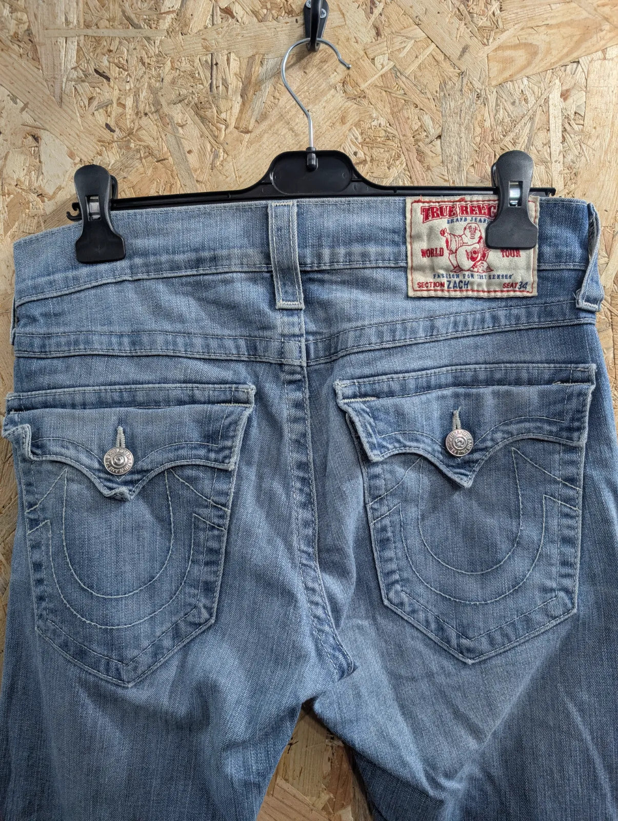 True Religion Zach Jeans Men W30 L32 Slim Straight Leg Light Blue Denim USA Made