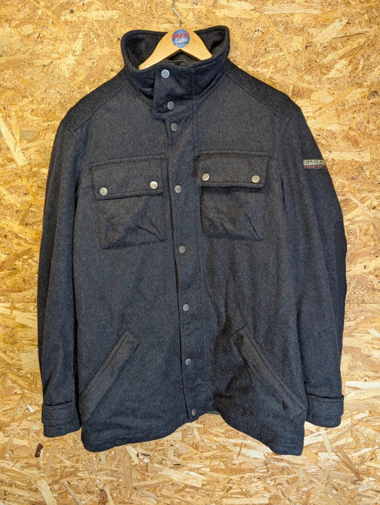 Vintage Napapijri Wool Jacket Men Large Grey Quilted 90s Cord Collar Lodan Italy