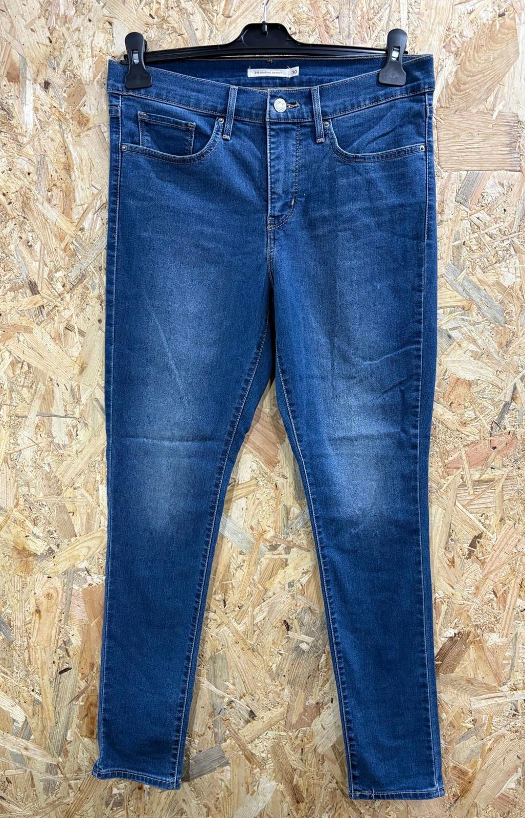 Levis 311 Shaping Skinny Jeans Women W30 L32 Mid Blue Stretch Denim Red Tab