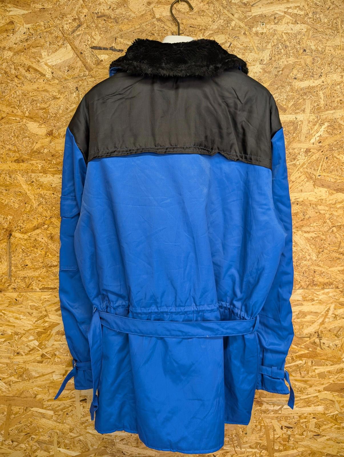 Snickers Workwear Jacket Size Large 42 52 Men Mid-Length Blue Black Fur Collar