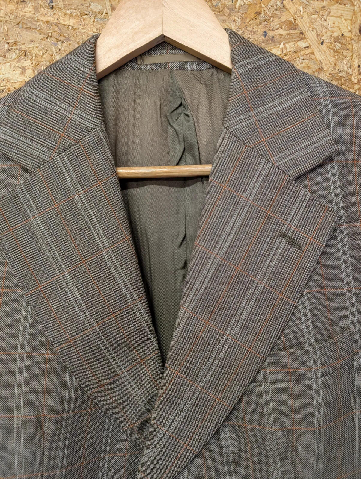 Aquascutum Blazer Mens Brown Windowpane Check Tailored Lined Jacket Vintage UK