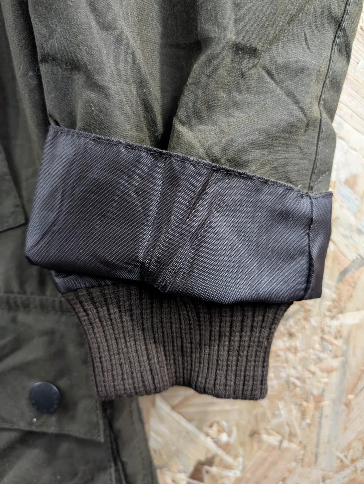 Barbour Classic Bedale Wax Jacket Mens Small Olive Green Cotton Cord Collar