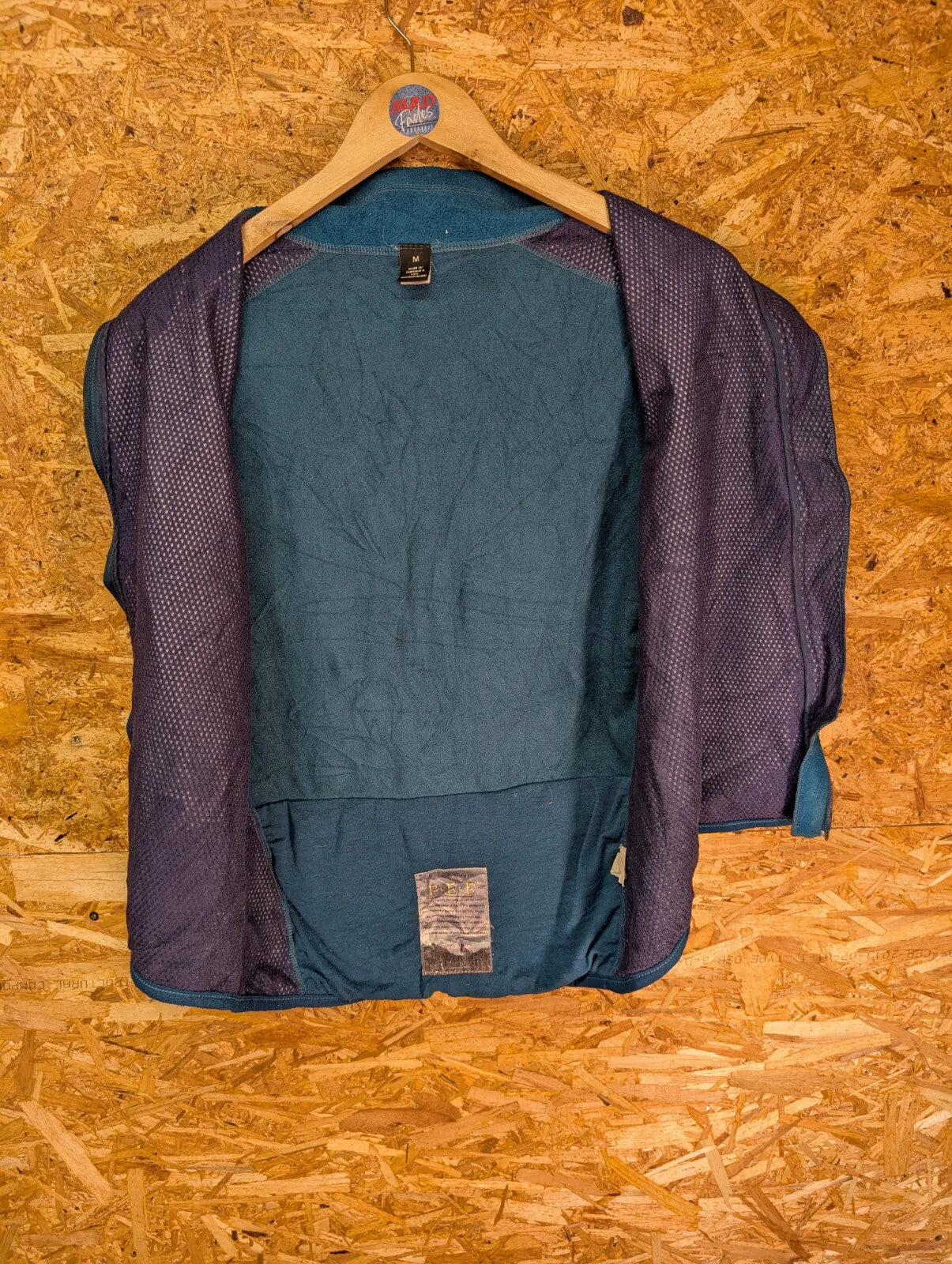 Vintage Patagonia PEF Fleece Vest Mens Medium Teal Blue Full Zip USA Made 90s