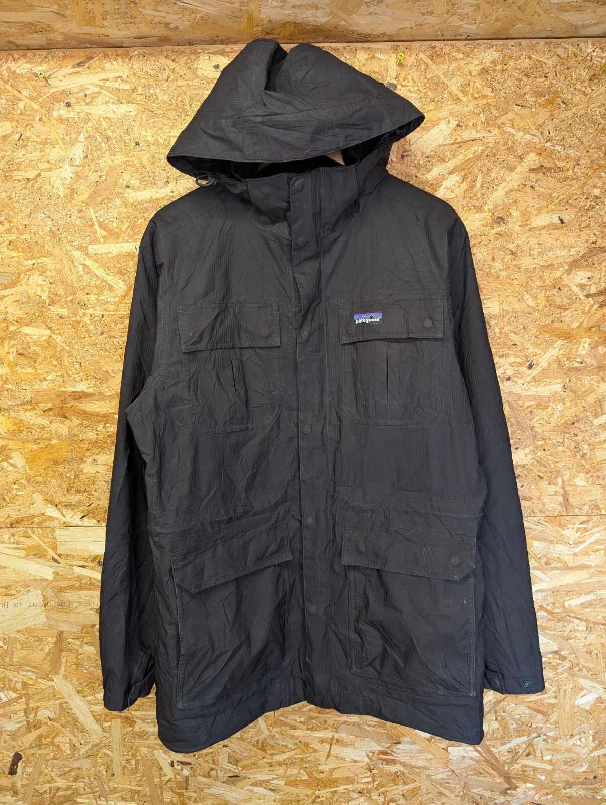 Patagonia H2no Eco Waterproof Jacket Black Mens Small Ripstop Hood Utility Parka