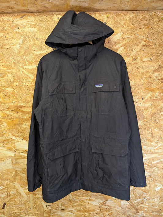 Patagonia H2no Eco Waterproof Jacket Black Mens Small Ripstop Hood Utility Parka