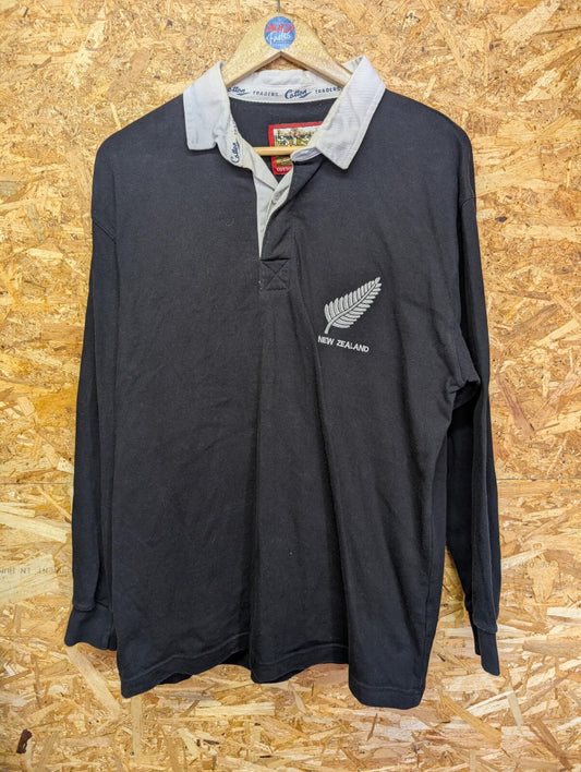 New Zealand Rugby Shirt Men Large Cotton Traders Polo All Blacks Embroidered 90s
