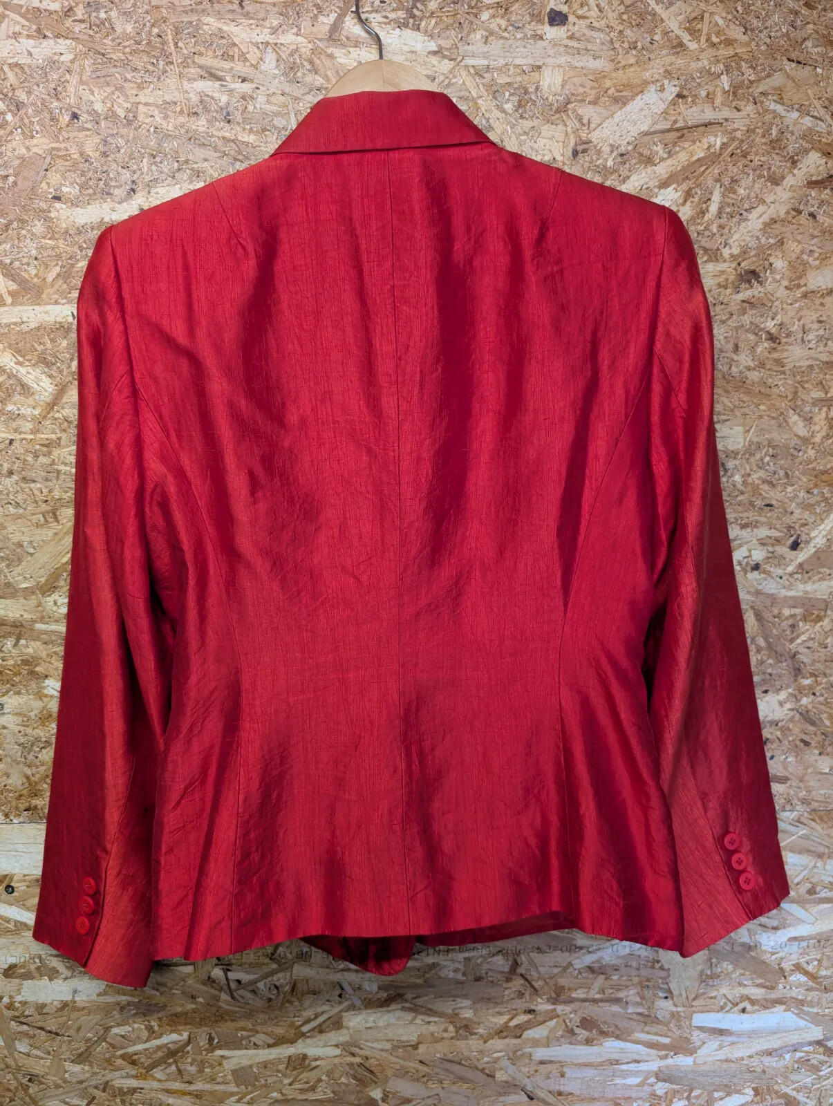 Vintage DKNY Silk Blazer Womens Size 6/8 Red Silk Long Sleeve Button Up 80s