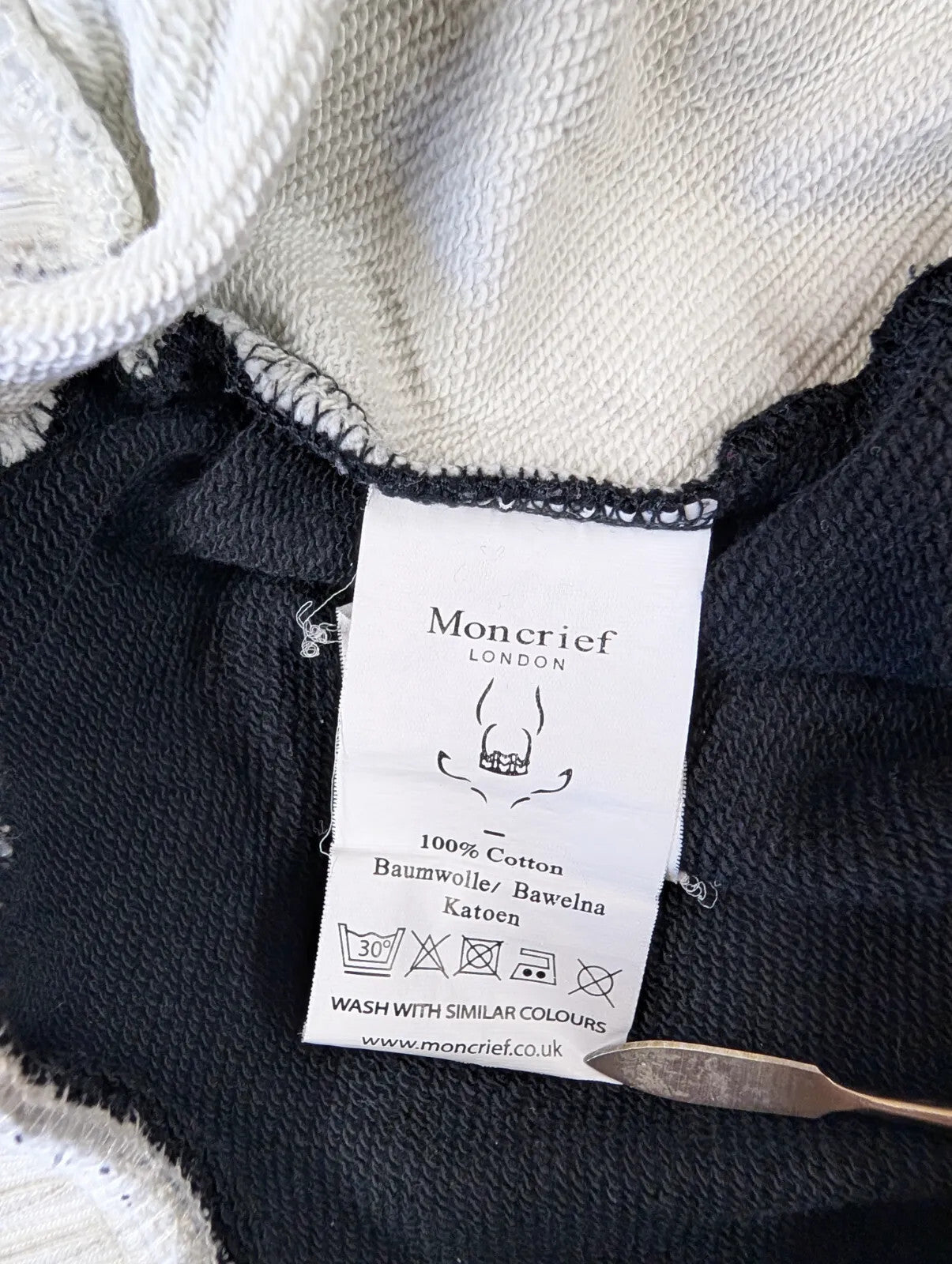 Moncrief London Joggers W32 W34 Black White Cotton Stripe Logo Zip Pocket Cuffed