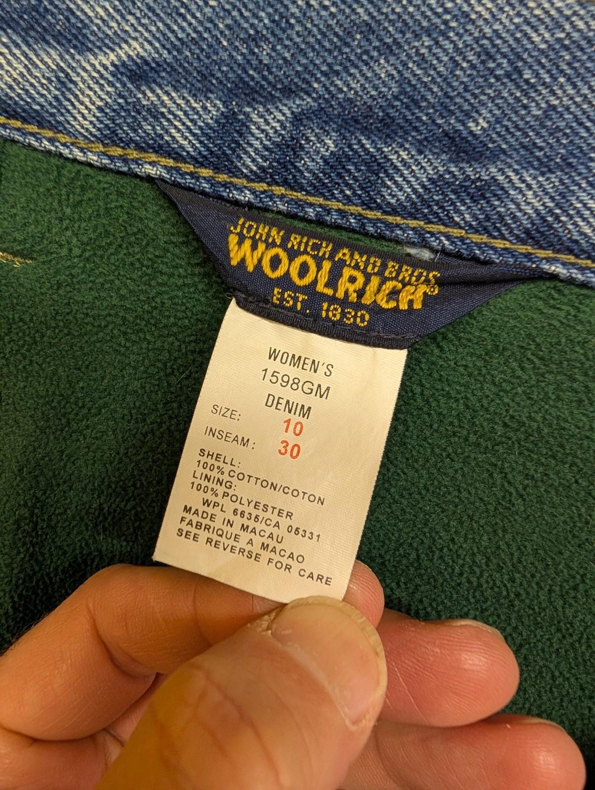 Woolrich Jeans W28 L30 UK 10 Women Denim Blue Fleece Lined Warm Vintage 90s