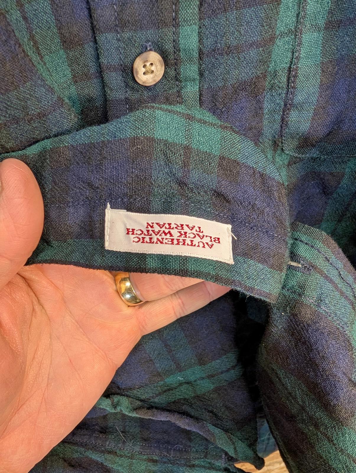 Sir Pendleton Shirt L Navy Blue Green Check Plaid Wool Black Watch Tartan USA