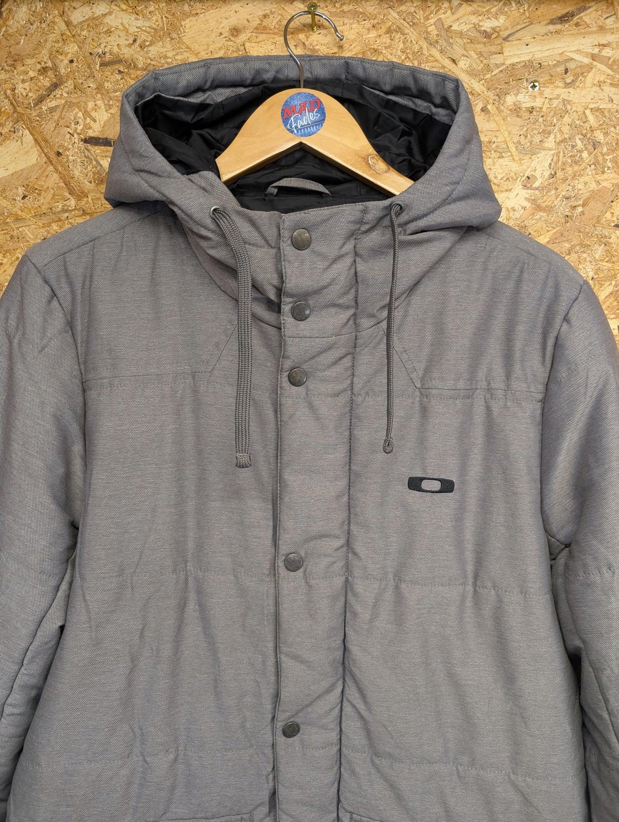 Oakley Grey Puffer Jacket Medium Men Mid-Length Parka Hooded Winter Coat