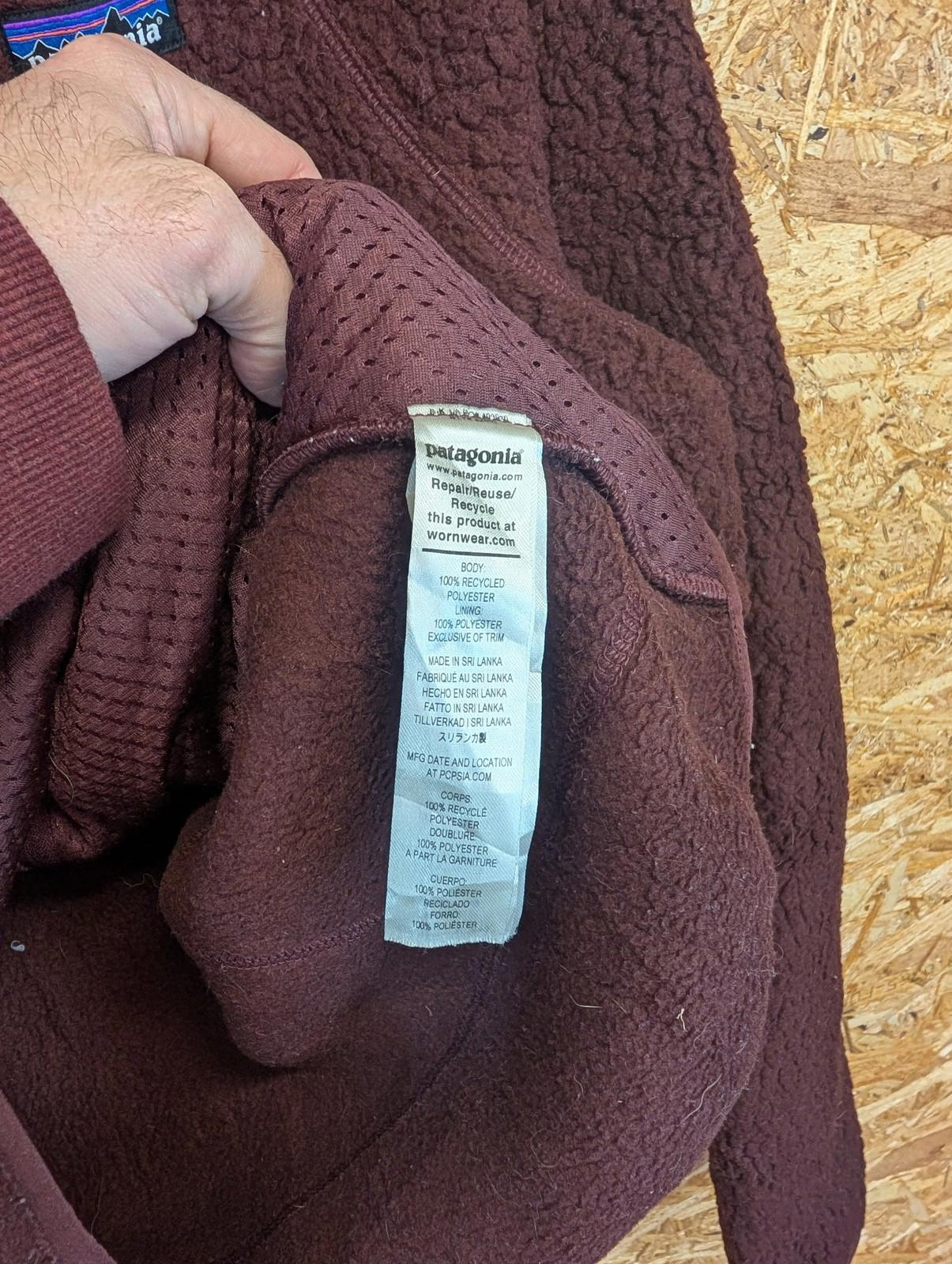 Patagonia Retro Pile Fleece Jacket Large Men Burgundy Red Brown Zip Brown X Snap