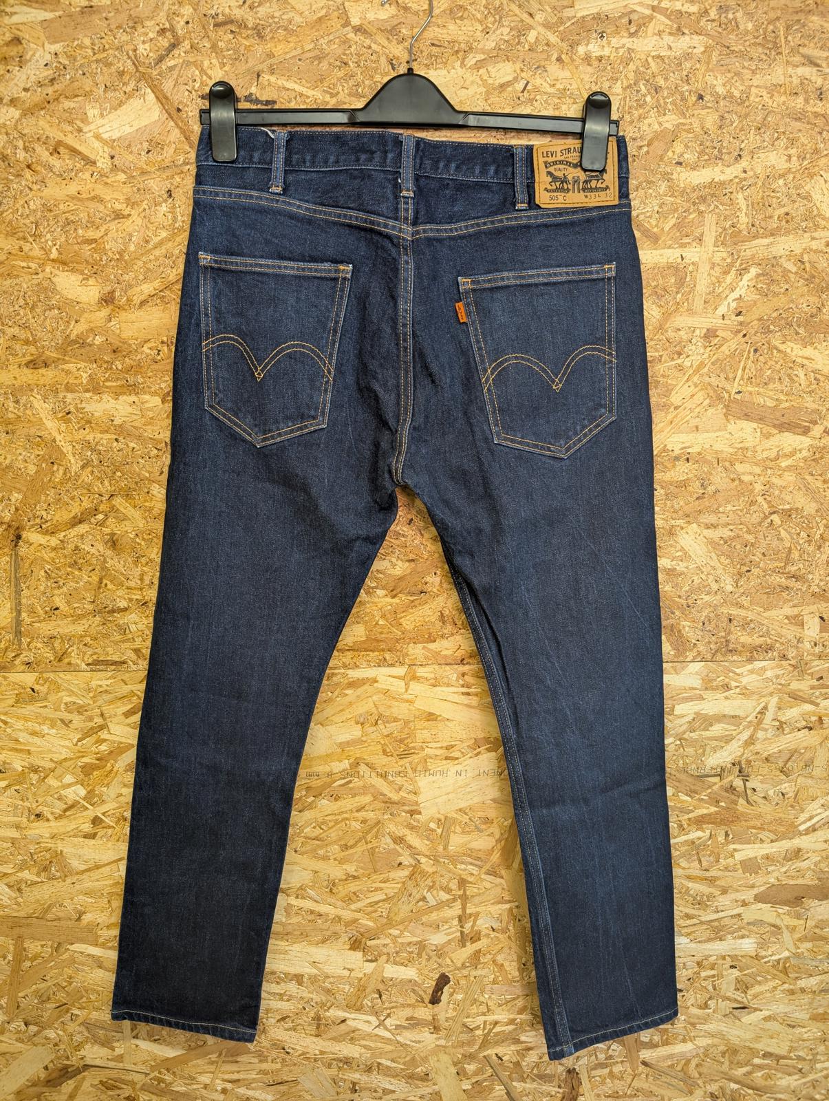 Levis 505c Jeans W33 L32 Dark Blue Rinse Denim Straight Leg Orange Tab LVC