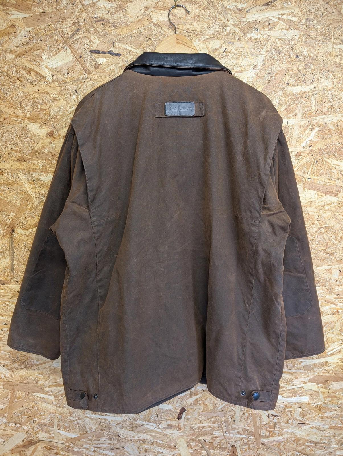 Barbour Bushman Jacket Large Men Waxed Cotton Brown England Made Tartan Leather