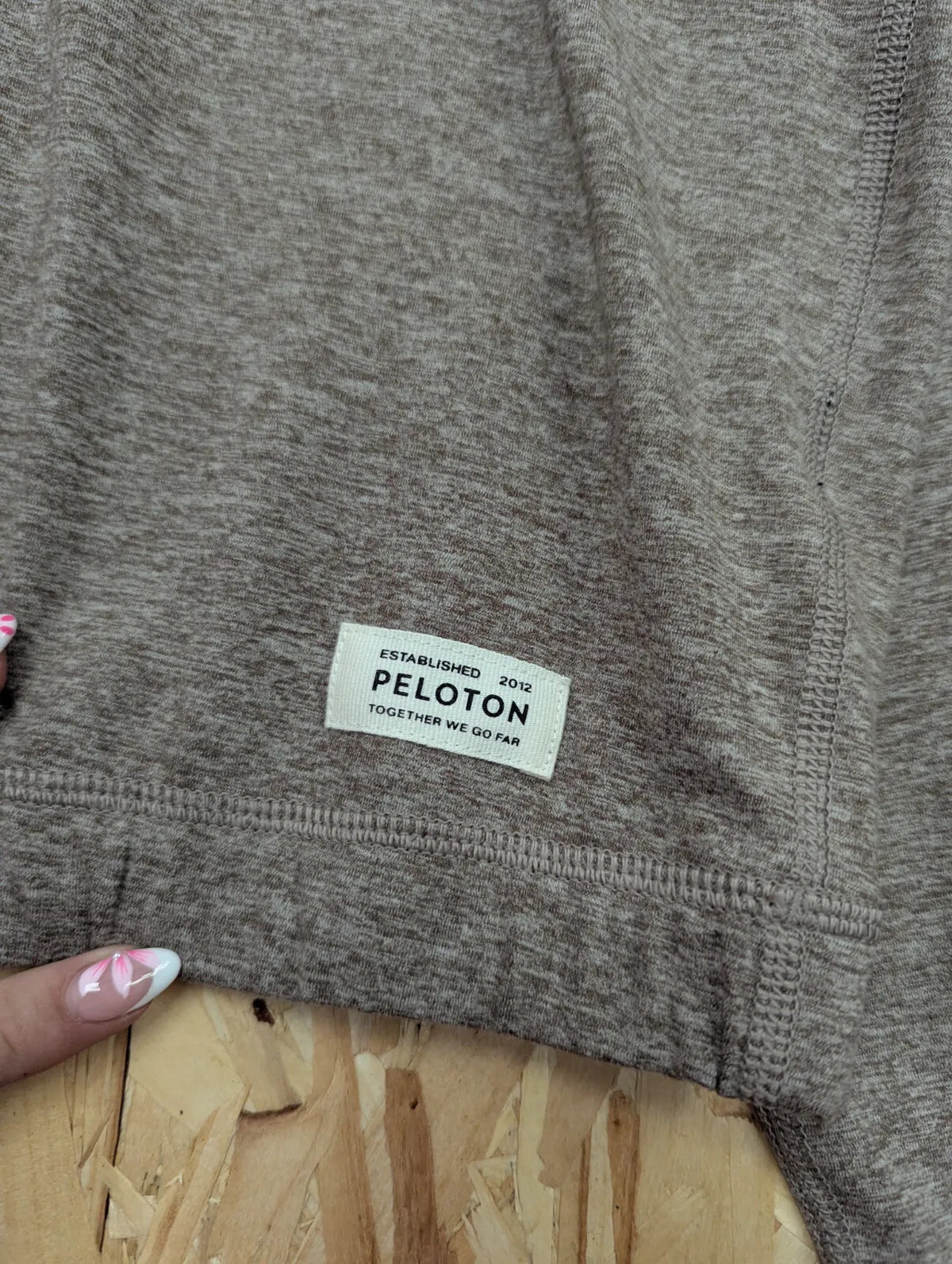 Peloton Mock Neck Top Grey Womens Large Brown Heathered Long Sleeve Pullover