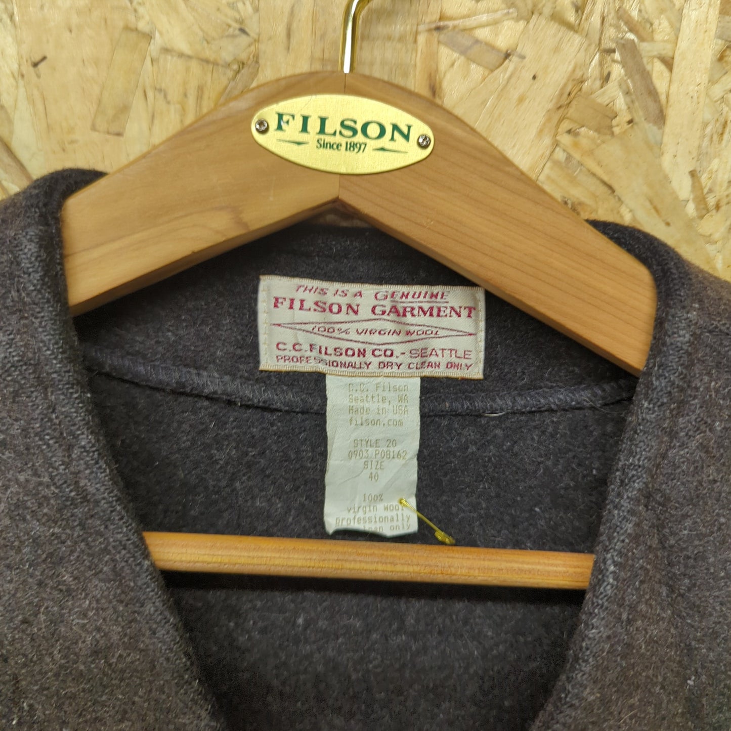 Filson Mackinaw Vest Brown Wool Outdoor Vest Gilet Body Warmer Mens 40 Medium