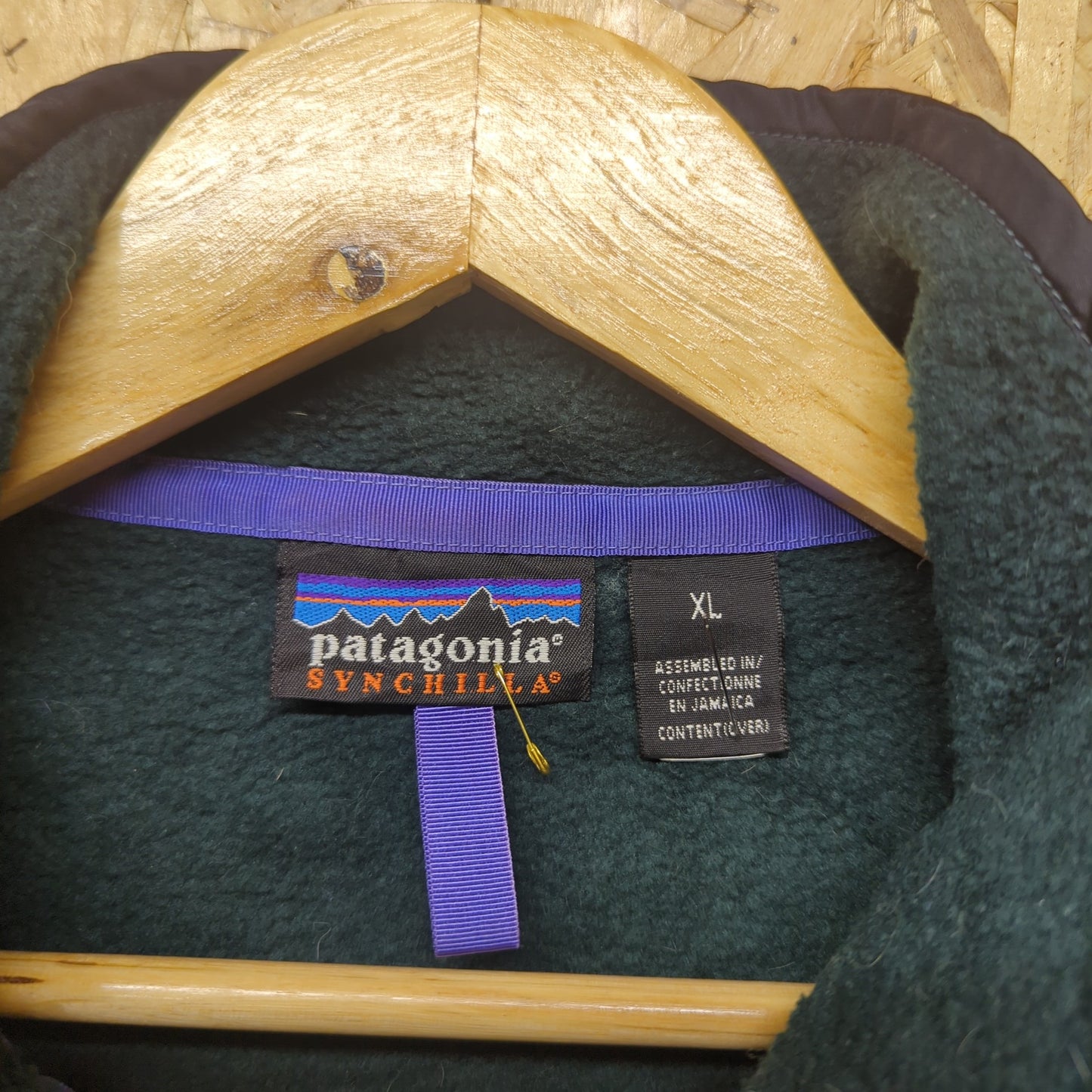 Patagonia Green Purple Synchilla Y2K Jumper Fleece Sweater Pullover Top XL