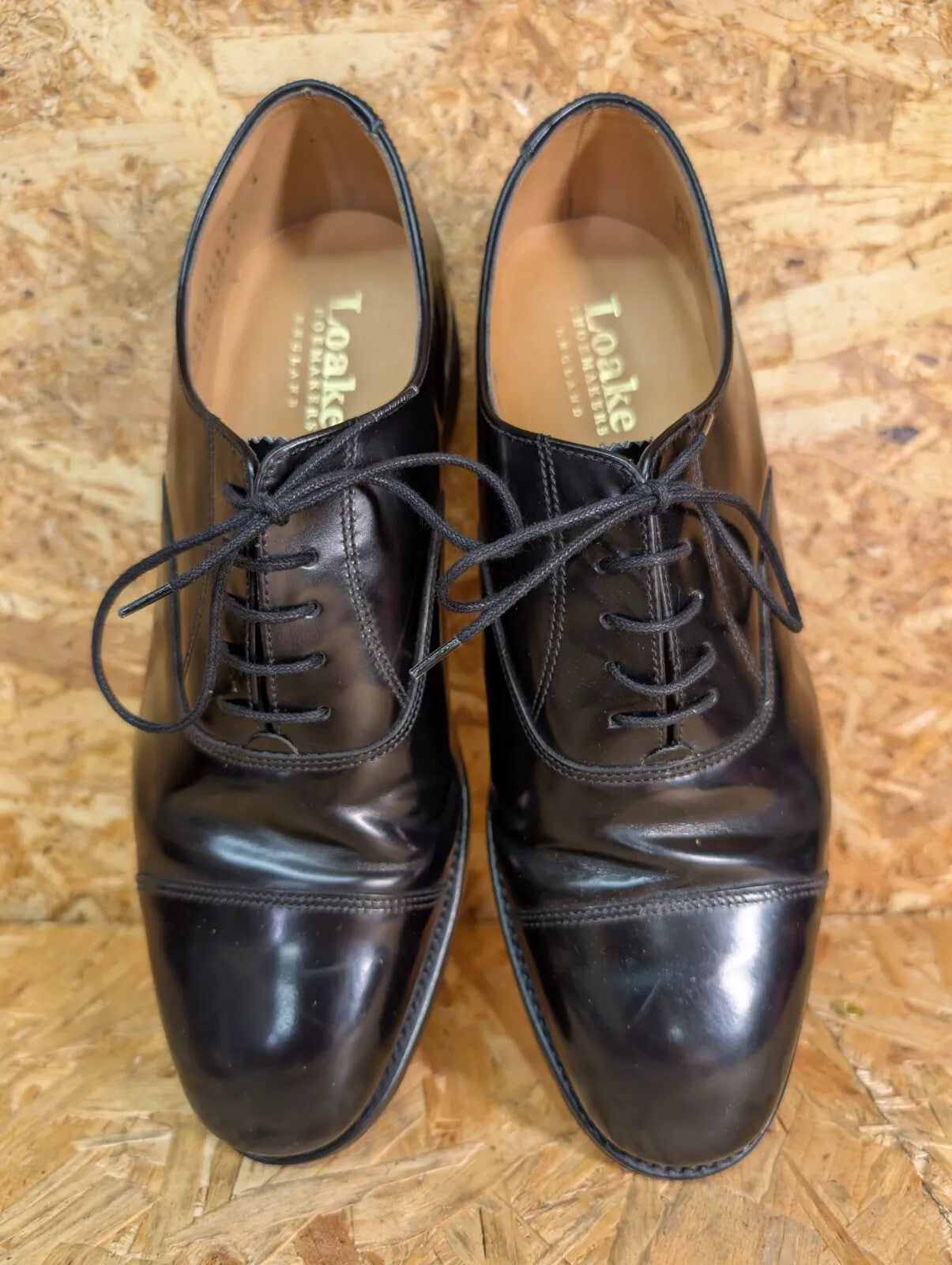 Loake Derby Shoes Mens UK6.5 Black Leather Cap Toe 747B Brogue Made In England