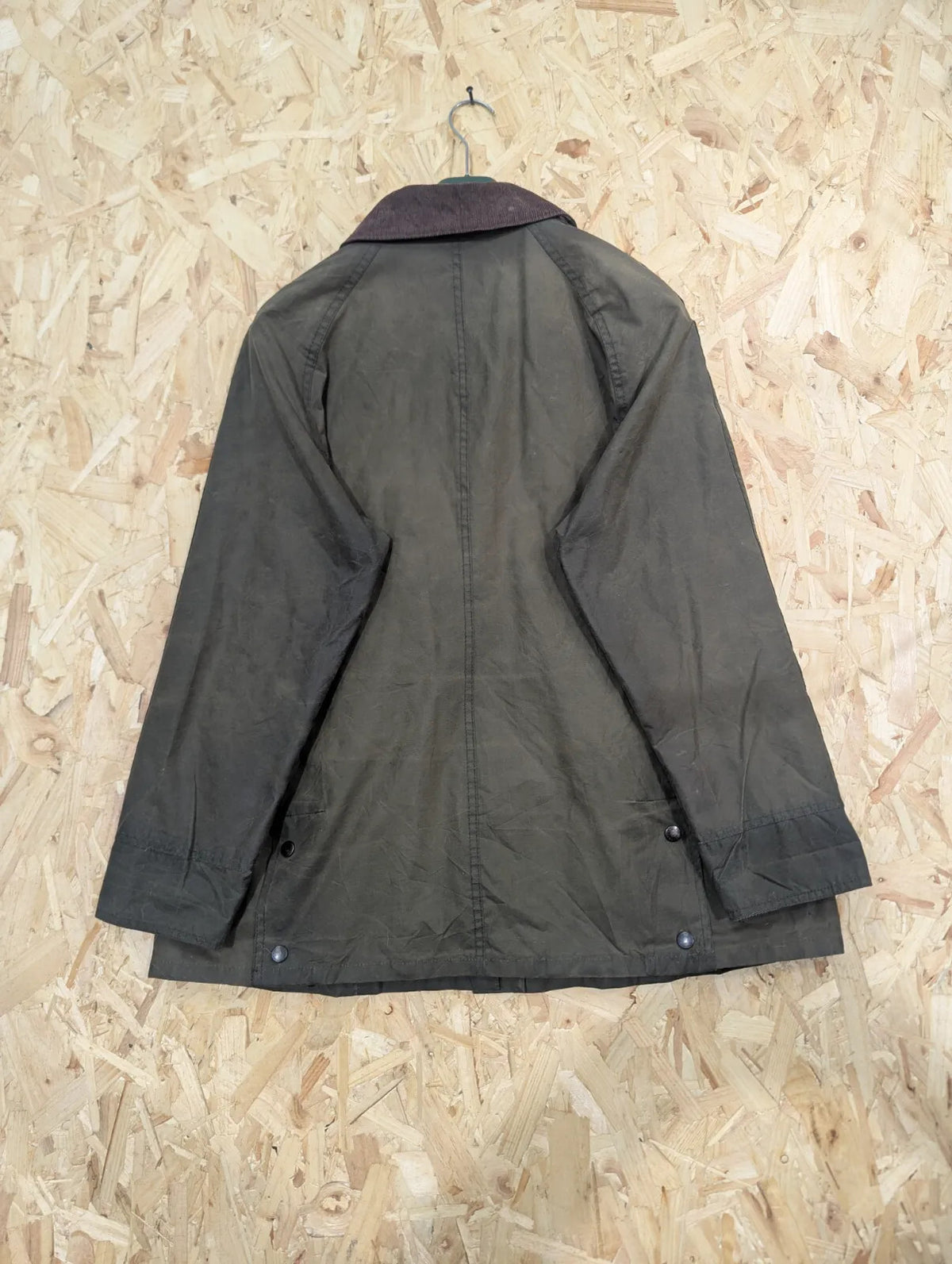 Barbour Beadnell Wax Jacket Womens UK16 Green Cotton Tartan Lining Cord Collar