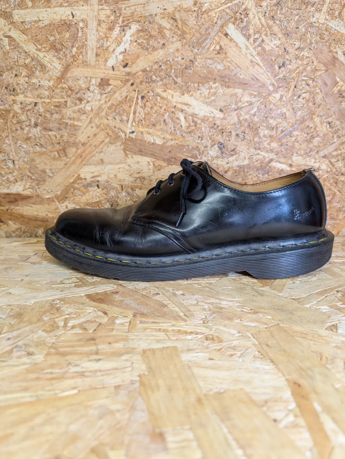 Vintage Dr Martens Shoes Mens UK 9 Black Leather Oxford Derby 1461 3-eyelet Lace