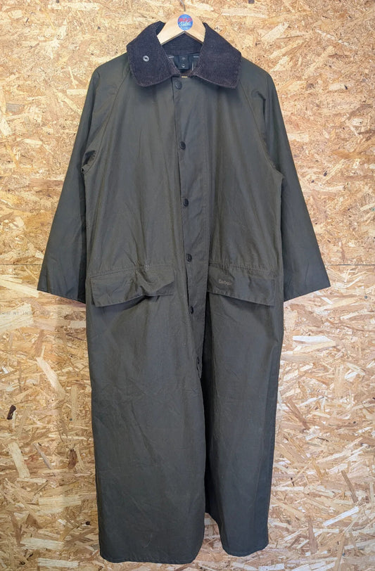 Barbour Classic Burghley Wax Long Coat Men C38 Olive Green Stockman Cord Vintage