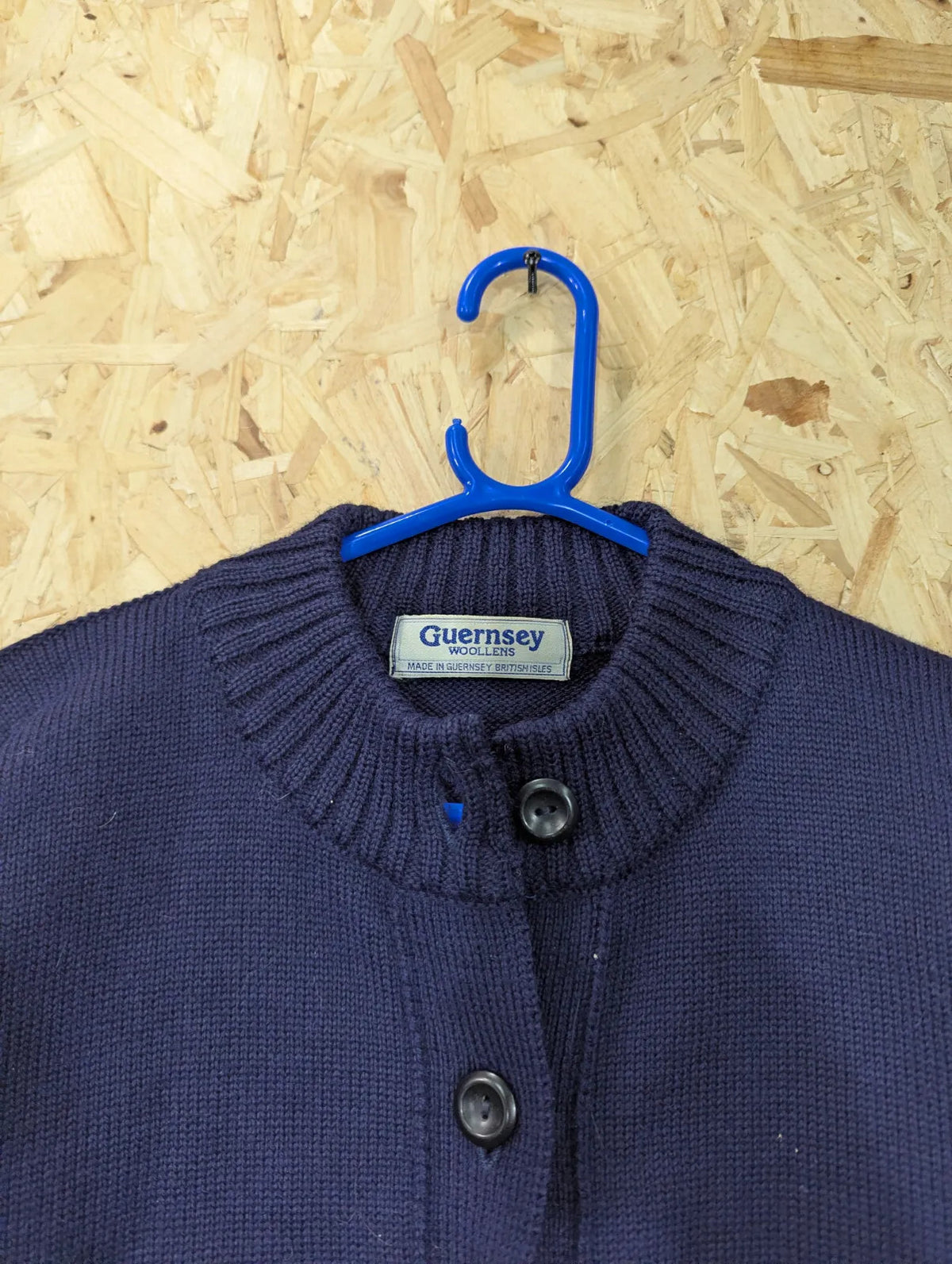 Guernsey Woollens Cardigan Womens Medium Navy Wool Chunky Knit Button Up Vintage
