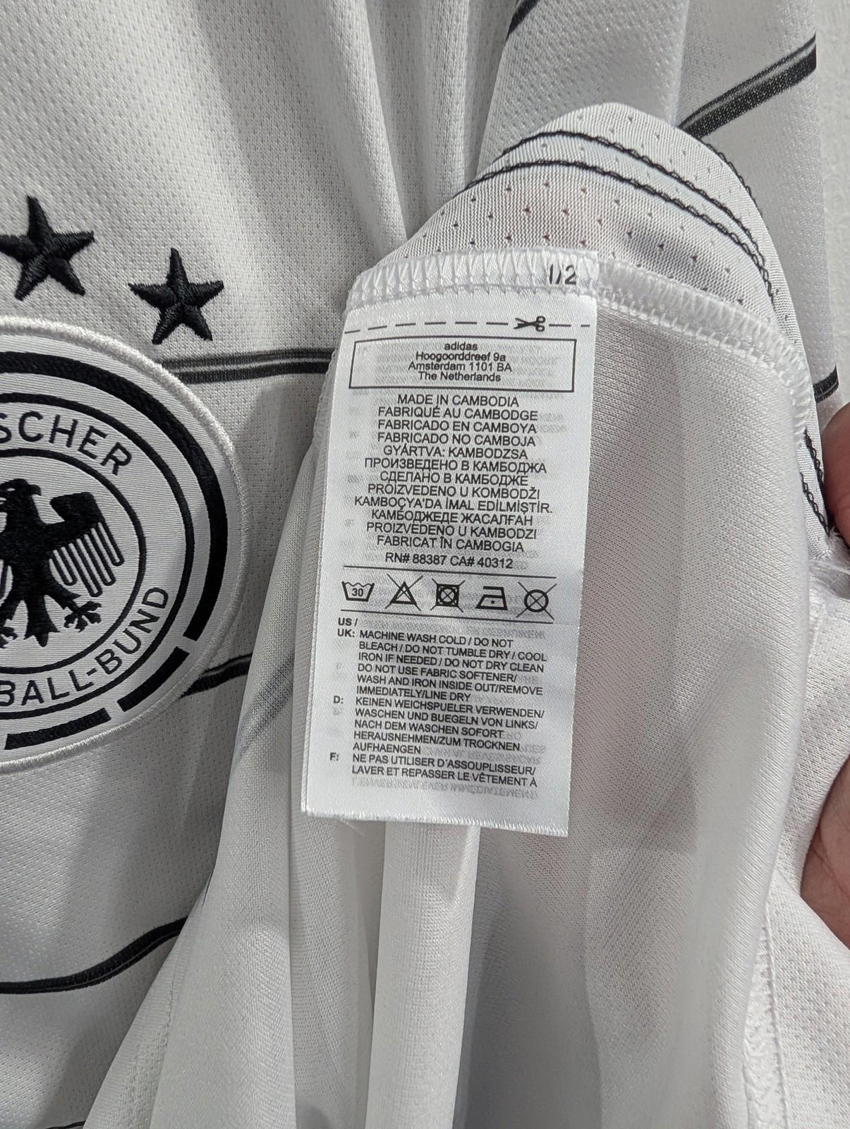 Adidas Germany Shirt Large Men National Top Aeroready Striped White Black 2020