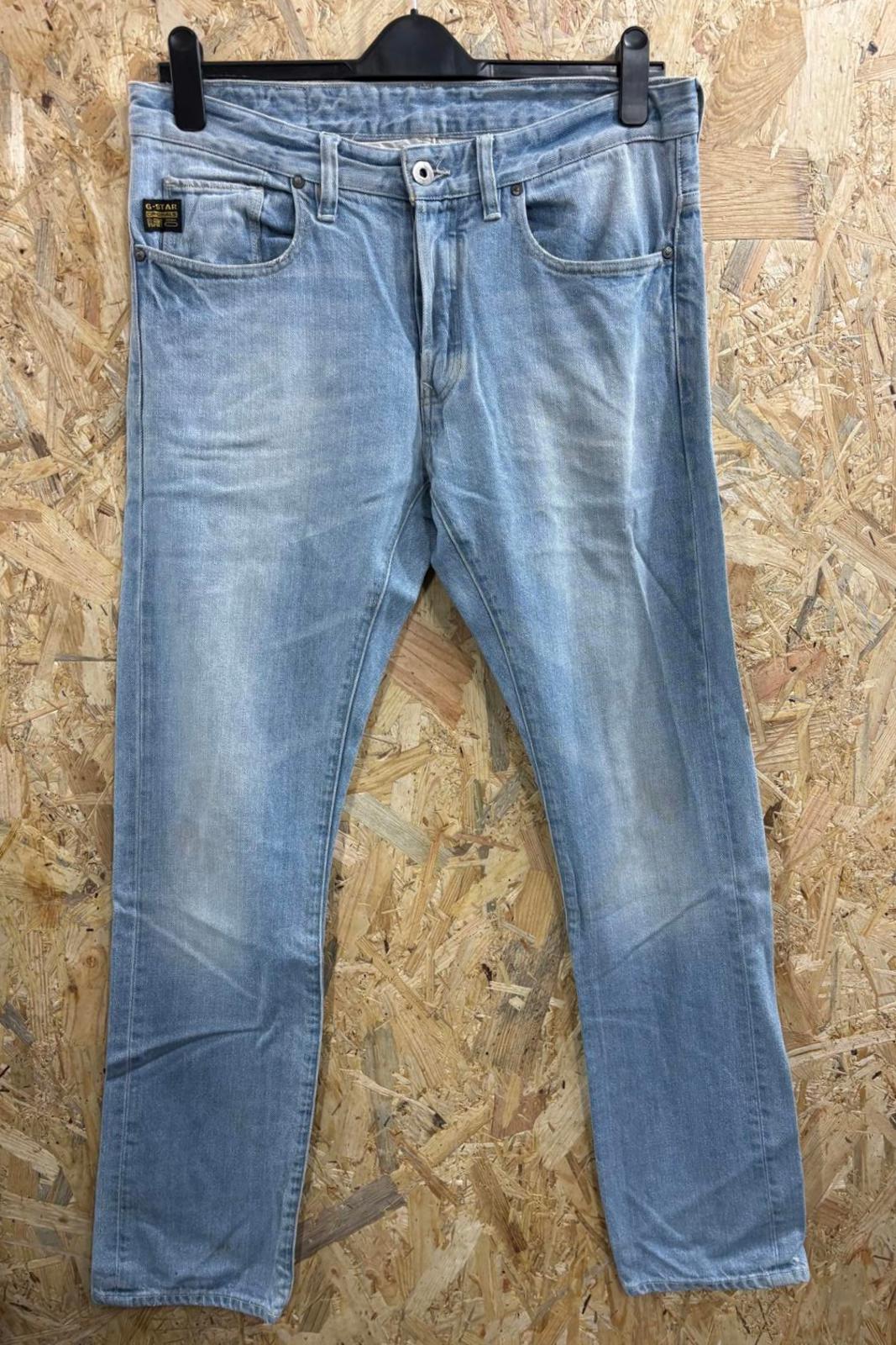 G-Star Raw Yield Slim Jeans W33 L32 Men Light Blue Straight Leg Button Fly