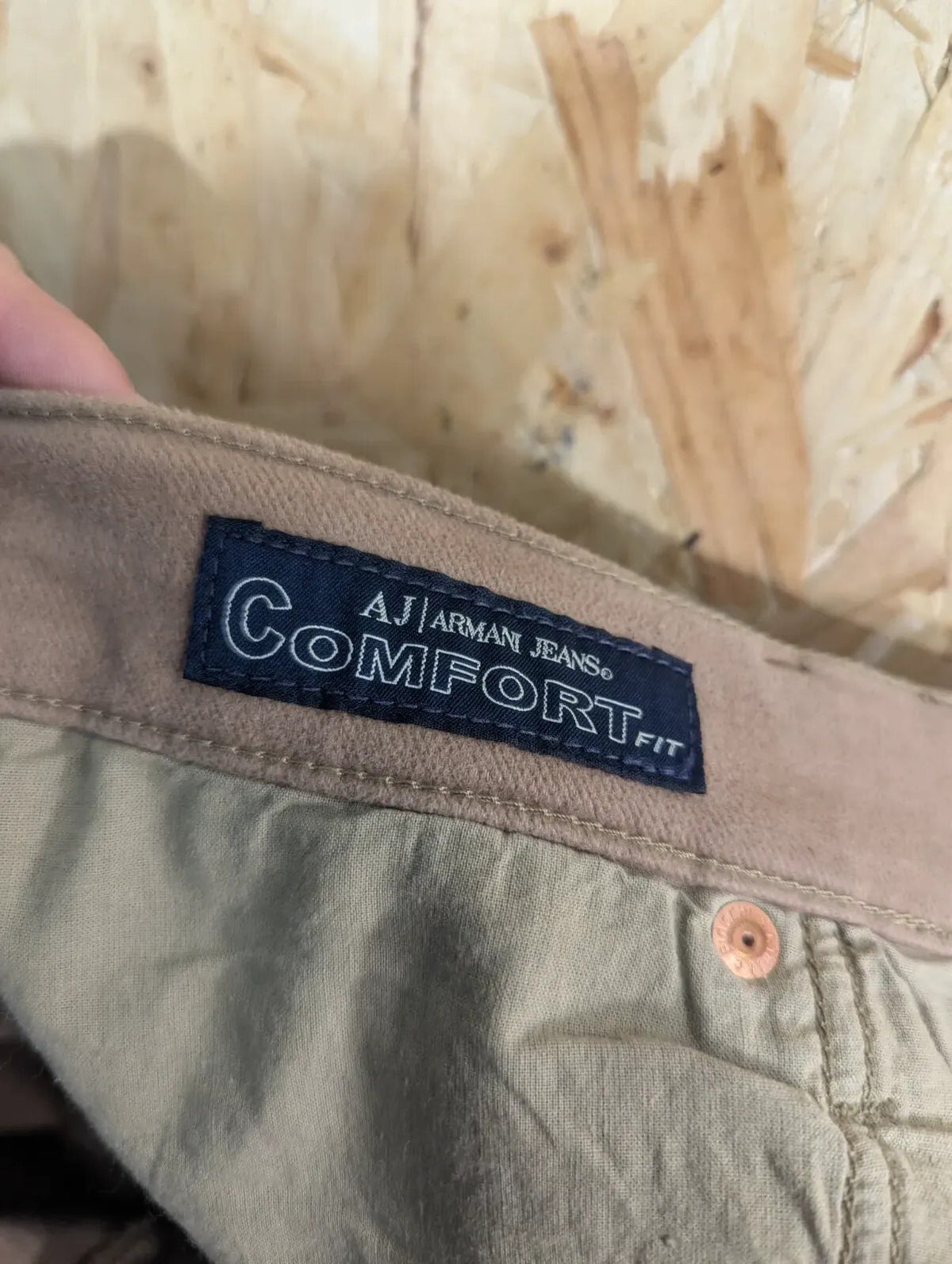 AJ Armani Jeans Mens W36 L34 Brown Cotton Regular Straight Stretch Vintage Chino